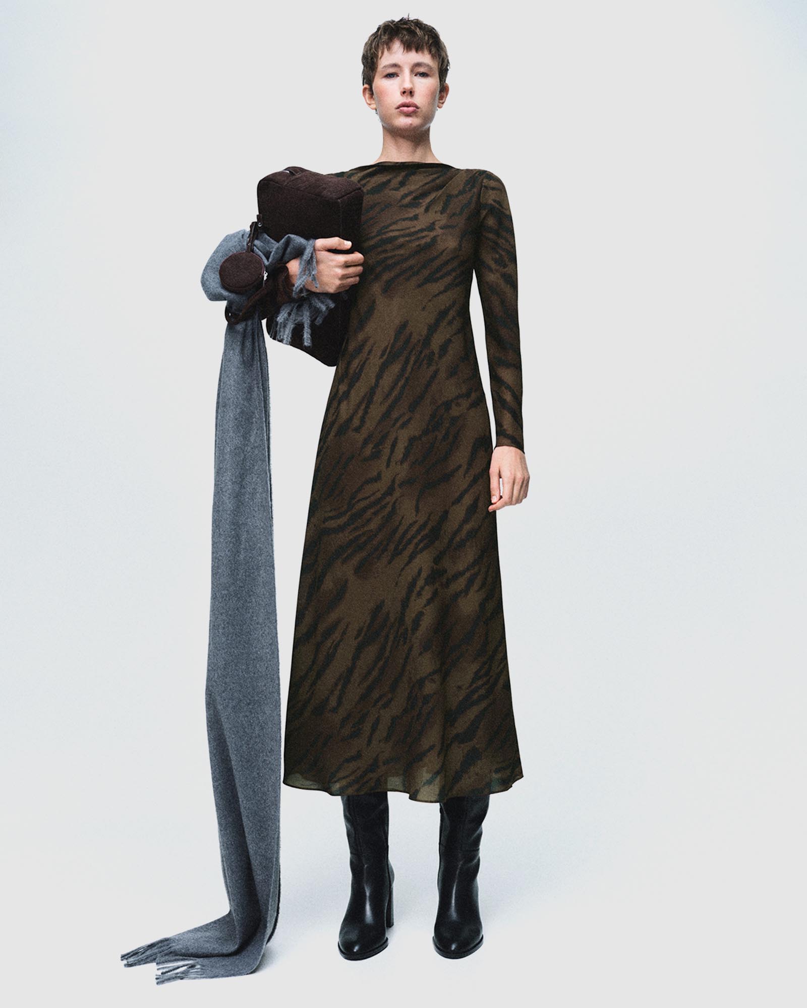 Satin Animal-Print Dress