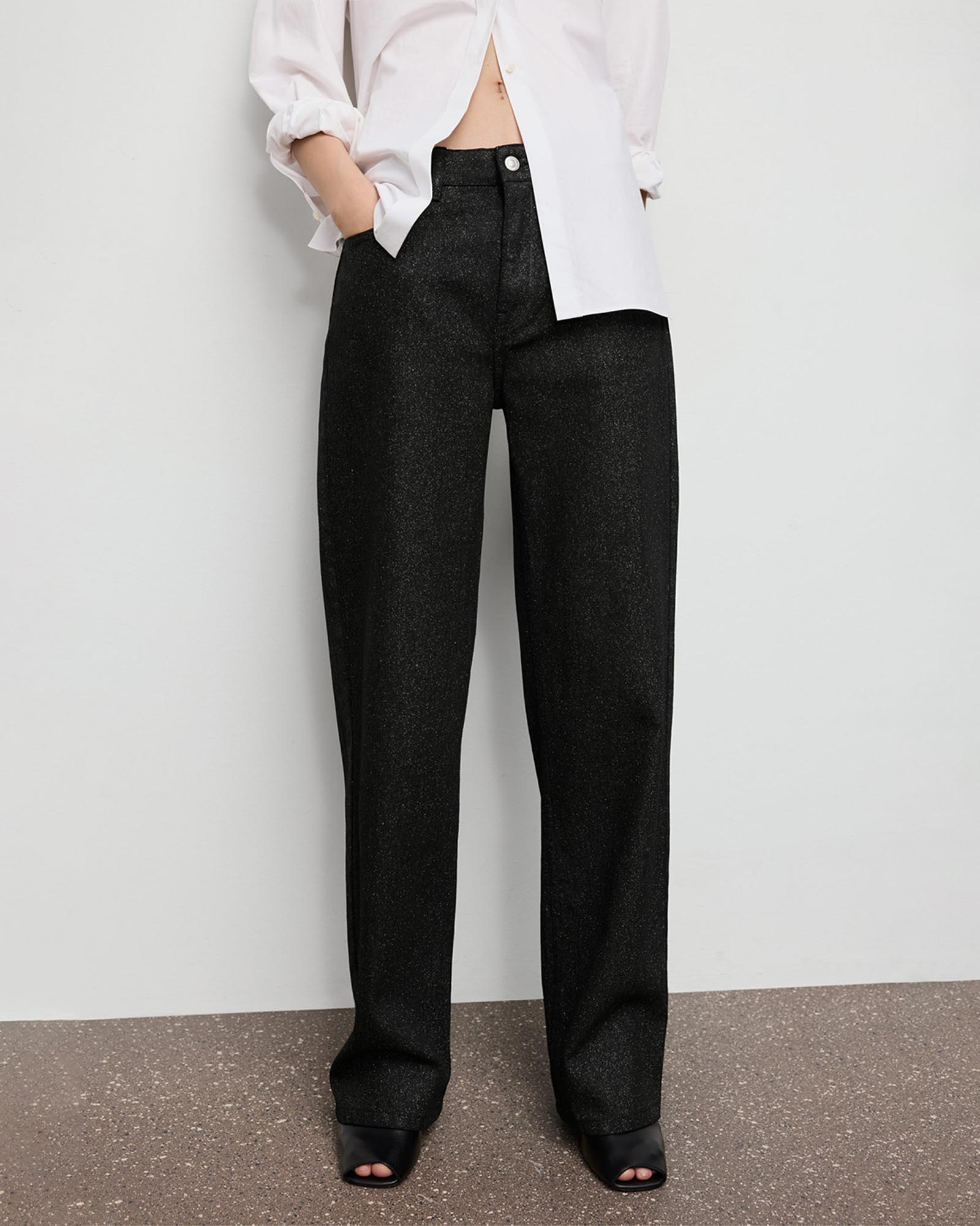 Shiny Straight-Leg Jeans