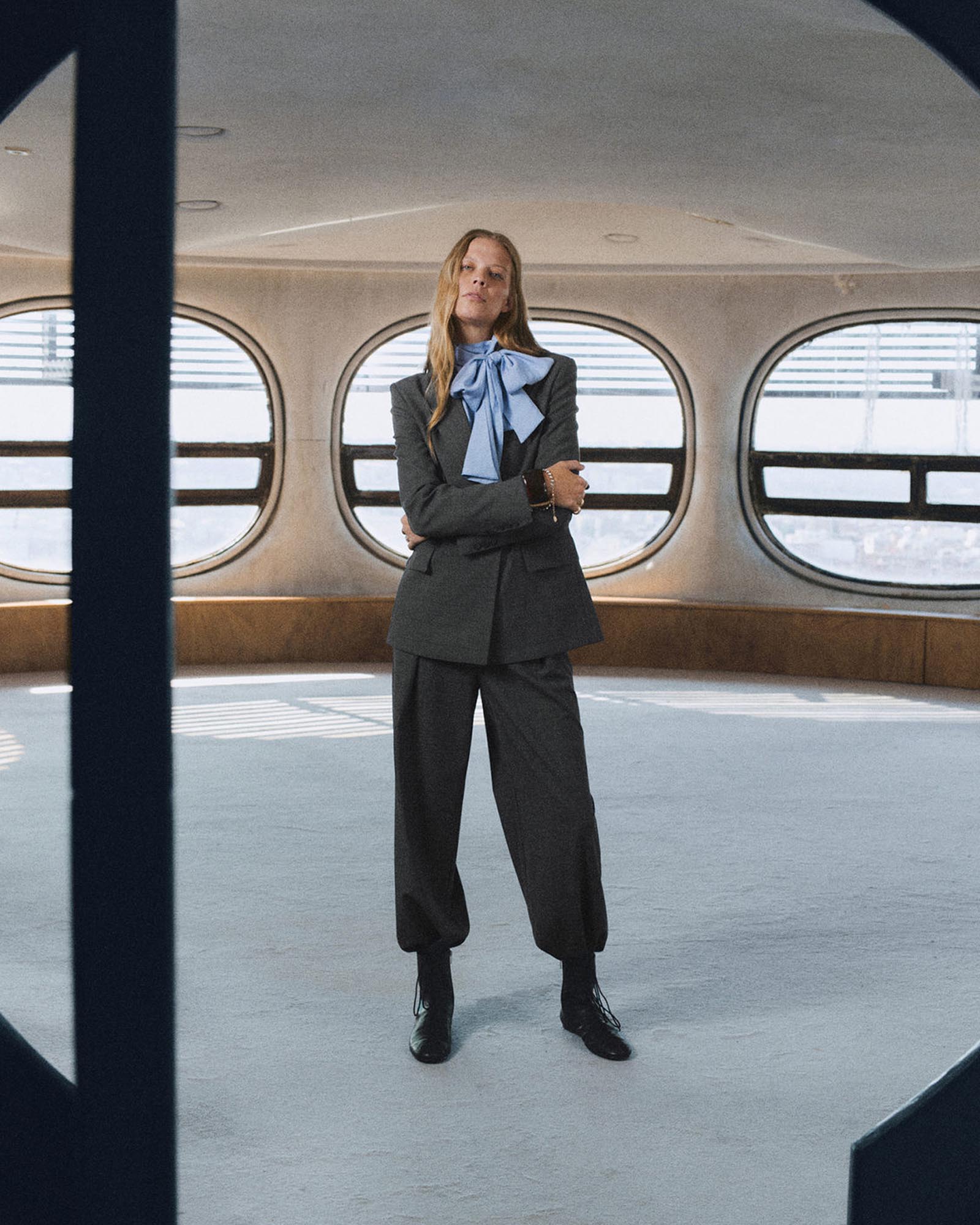 Pleated Check-Print Suit Trousers