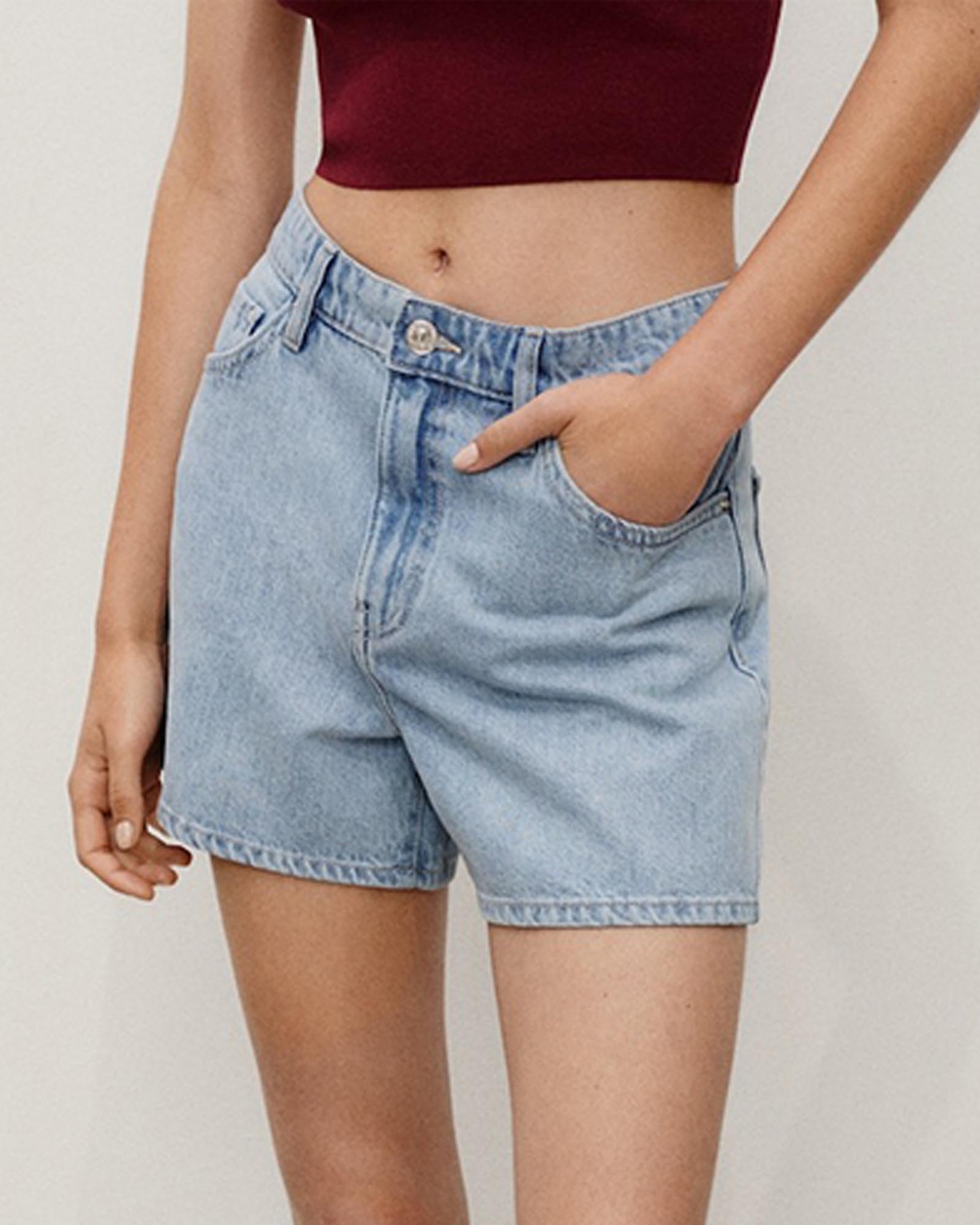 High-Rise Denim Shorts