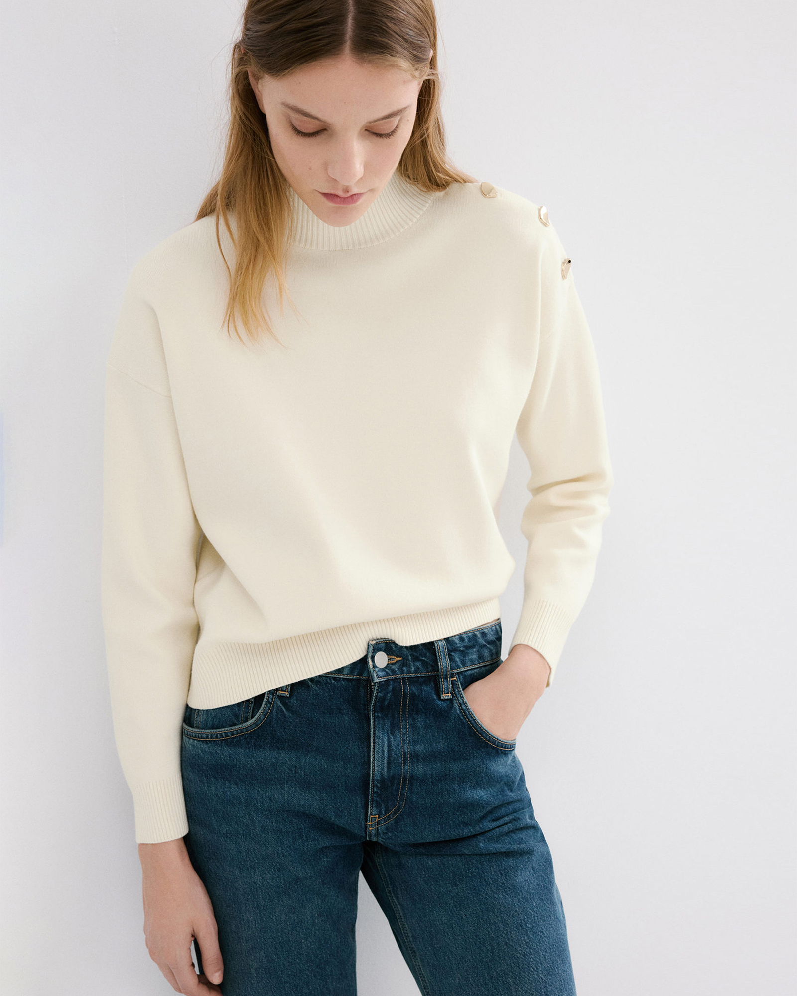 Perkins Neck Sweater With Metallic Detail