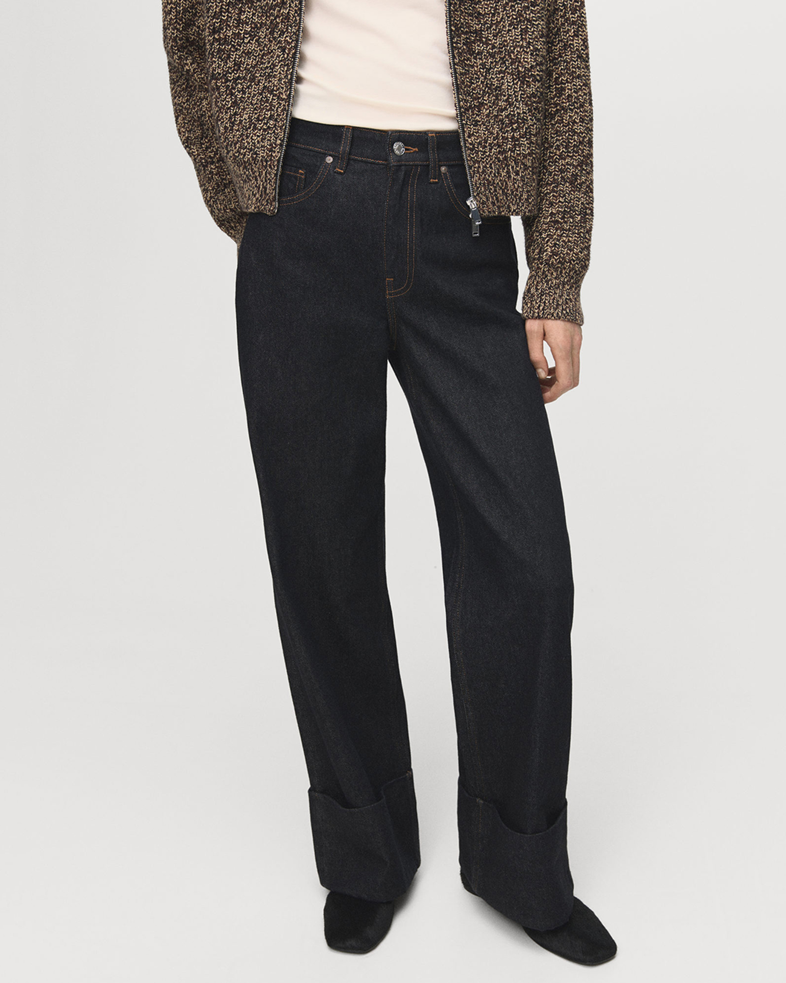 Turned-Up Straight Jeans