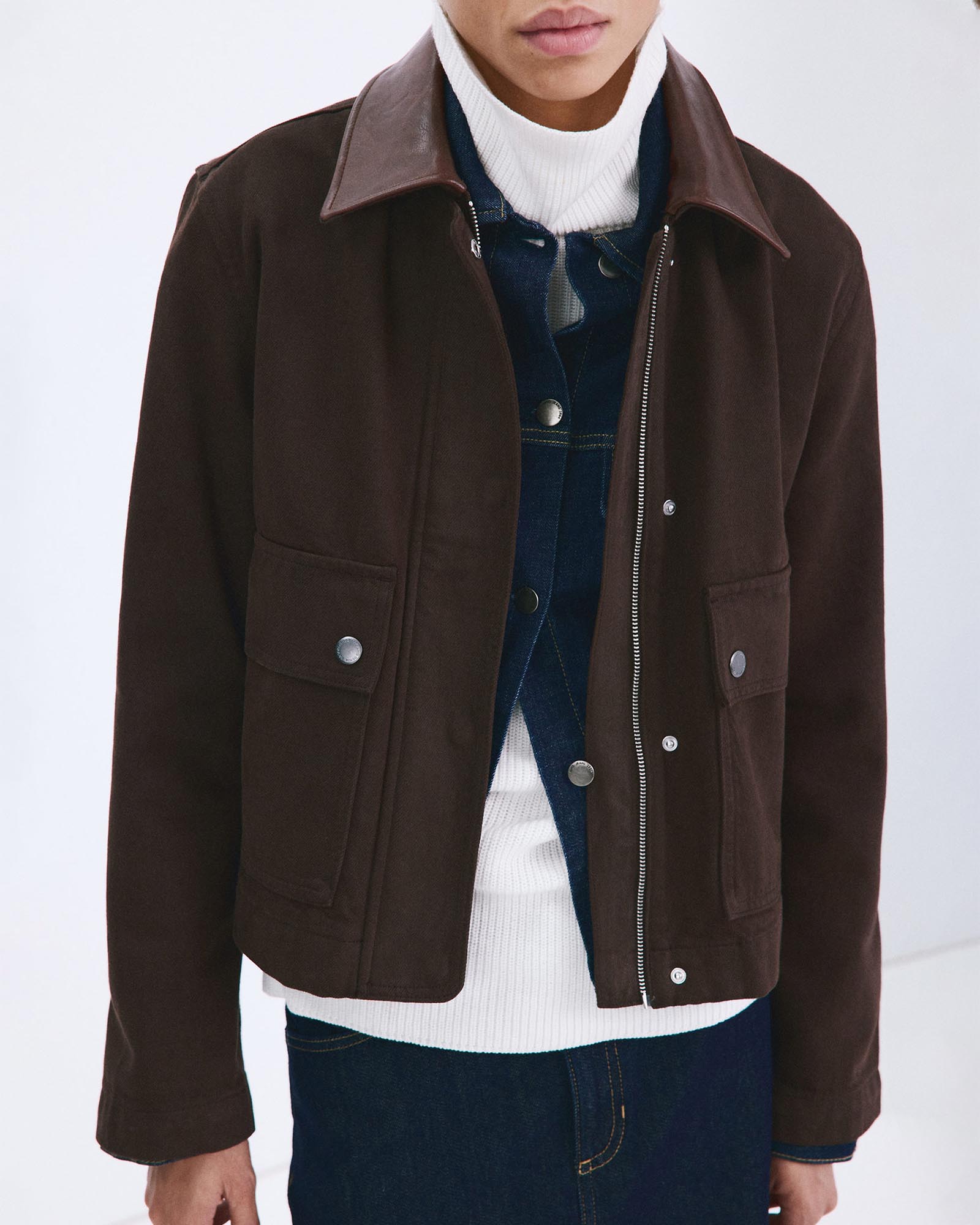 Denim Parka With Contrasting Collar