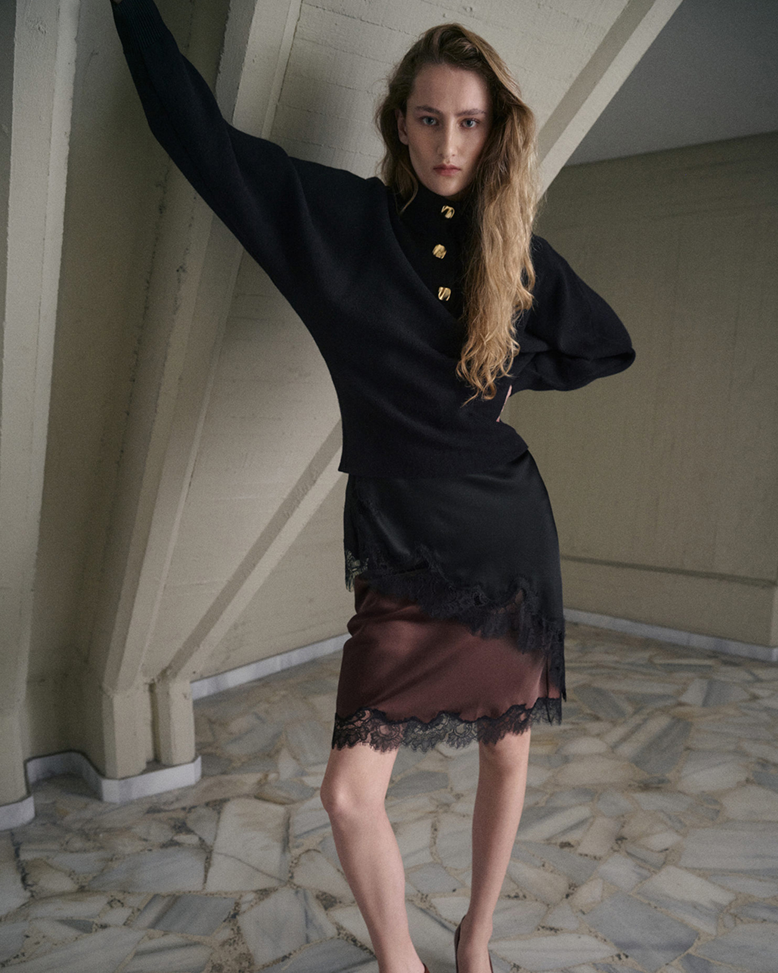 Turtleneck Sweater With Jewel Buttons