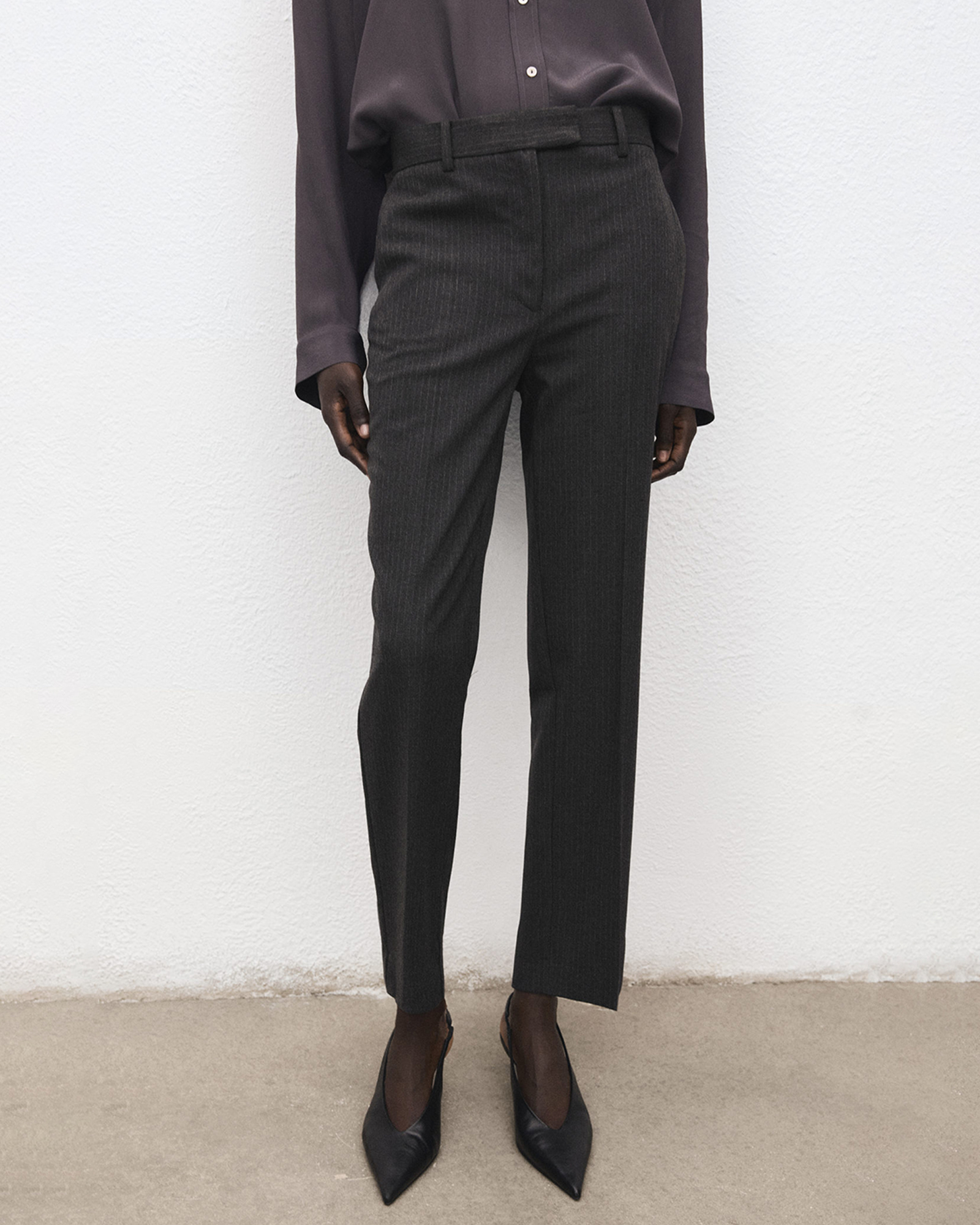 Slim Cropped Pinstripe Trousers