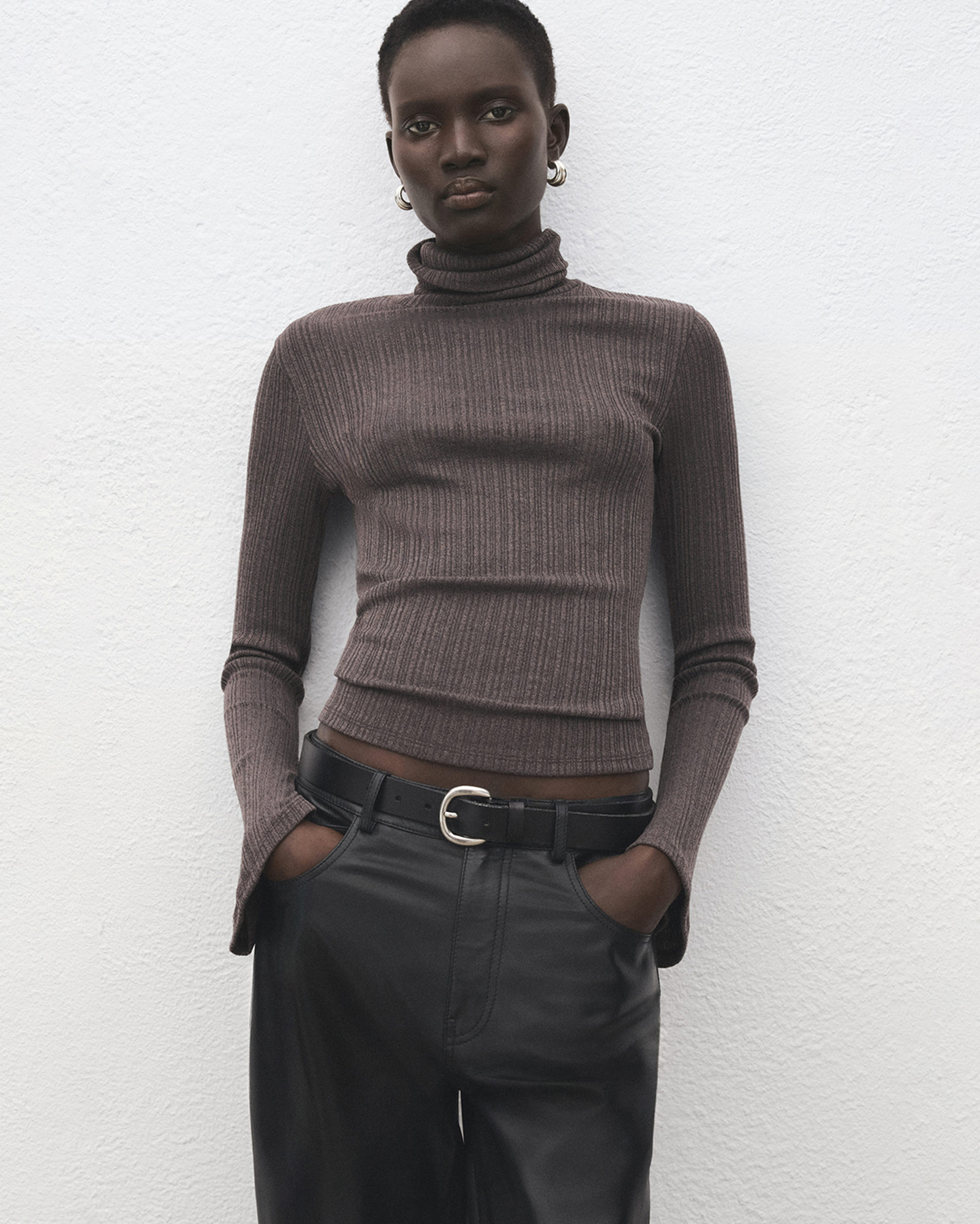 Turtleneck Sweater With Flared Sleeves