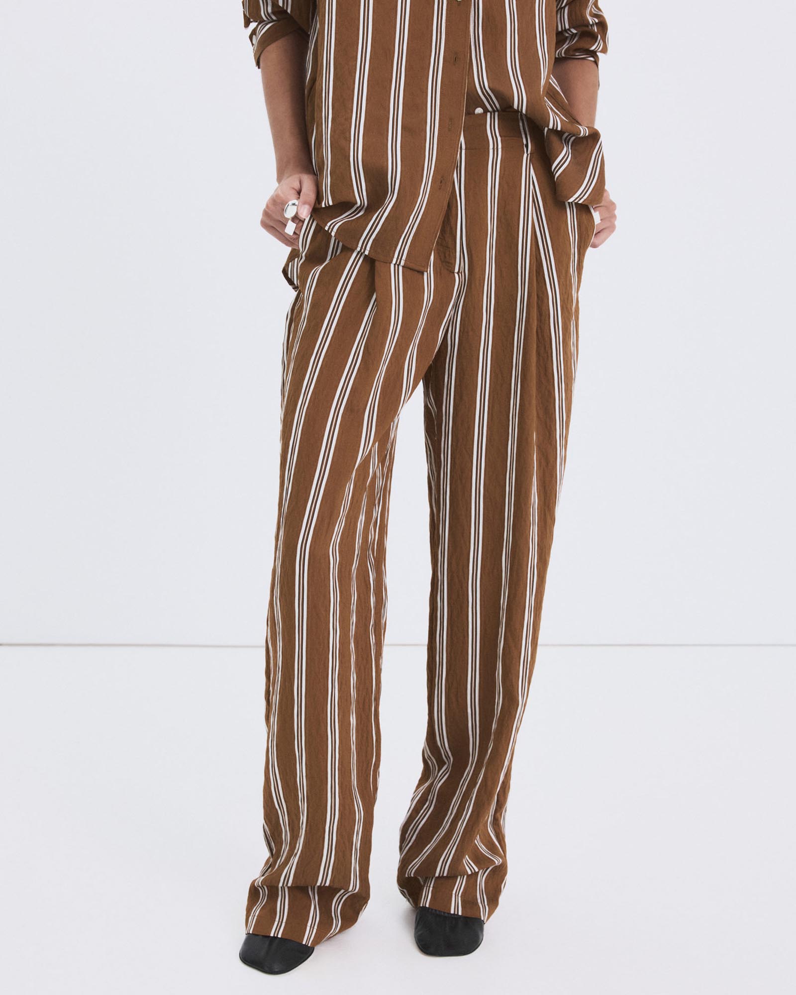 Pleated Striped Trousers