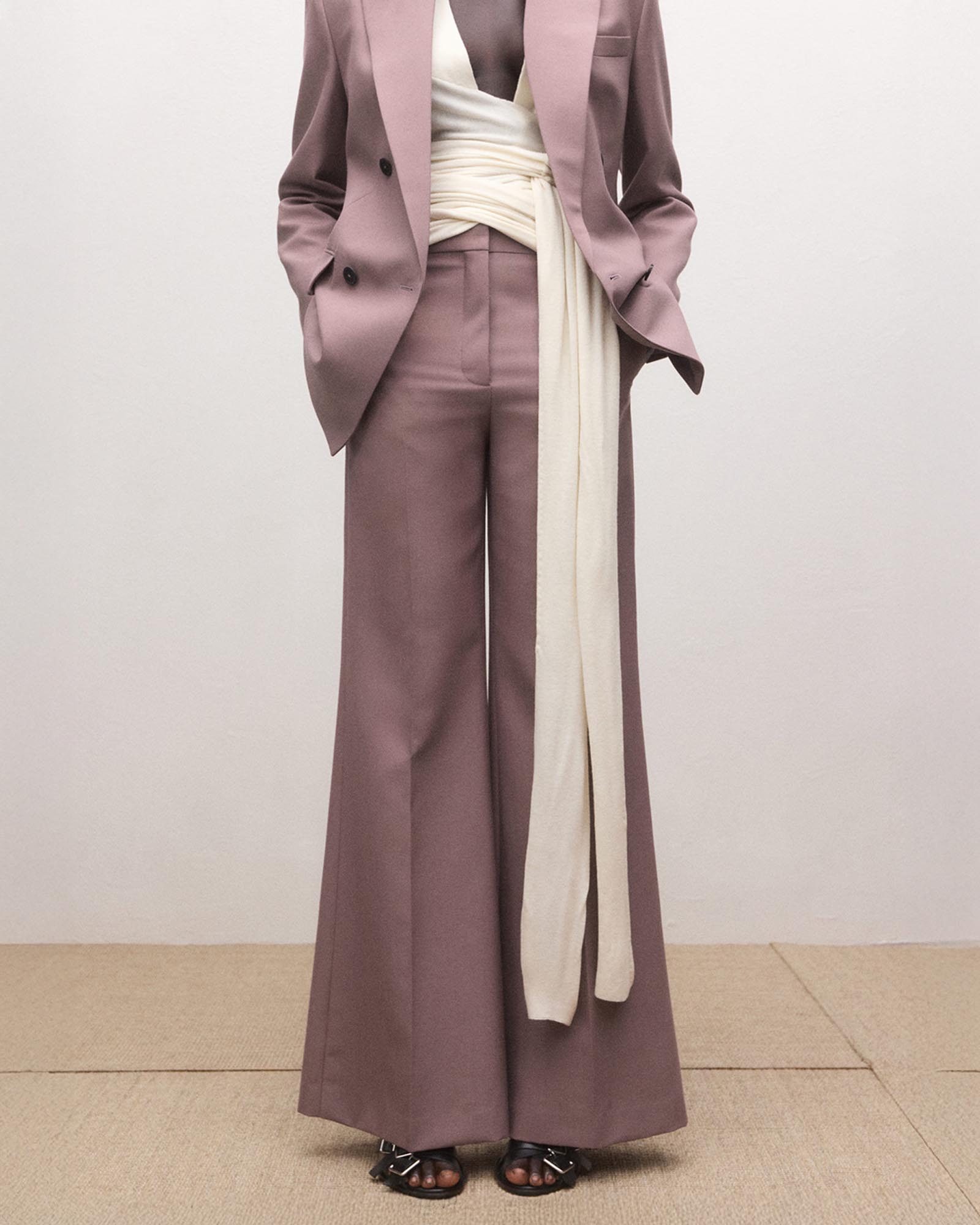 Flared Wool Suit Trousers