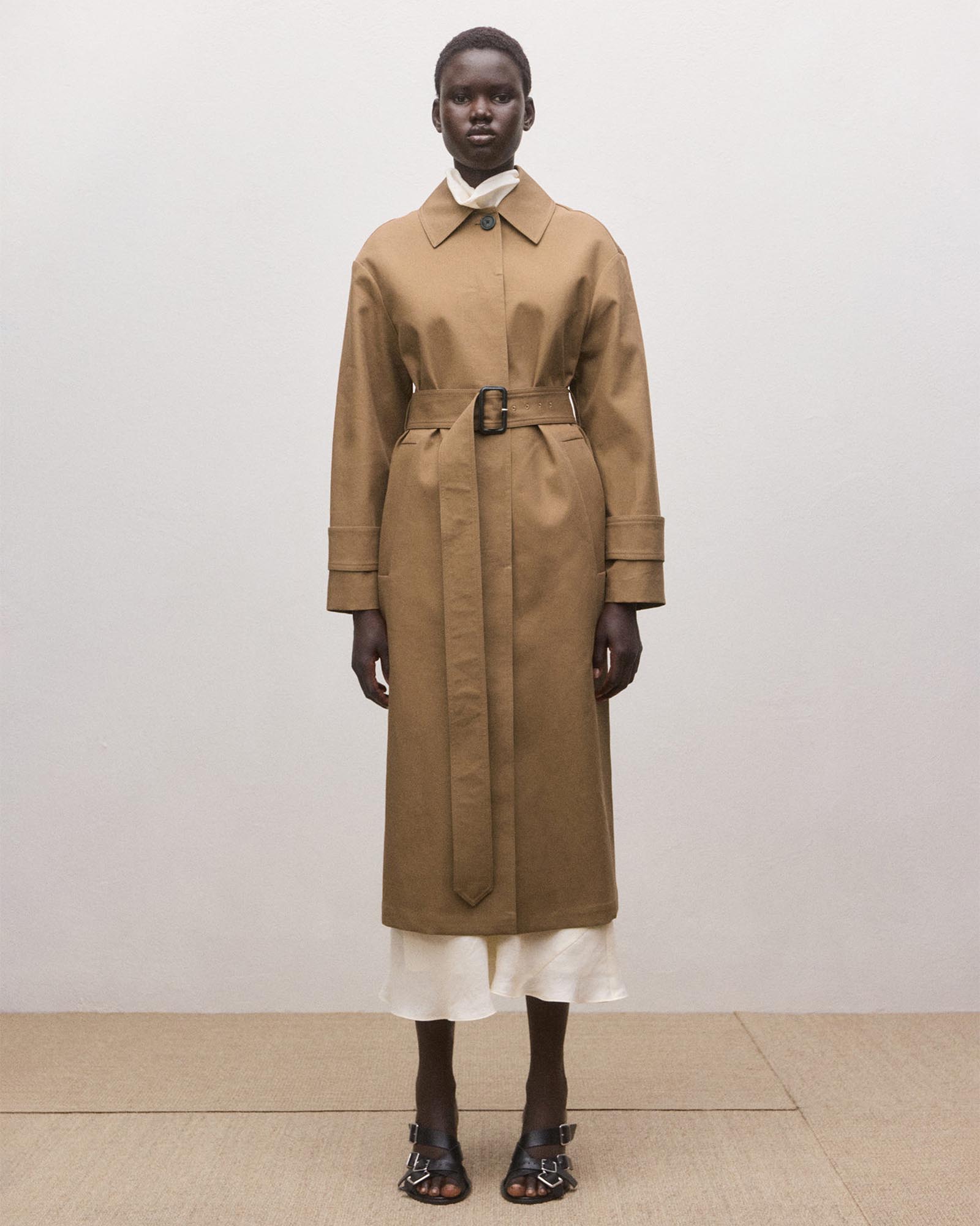 Cotton Trench Coat With Belt