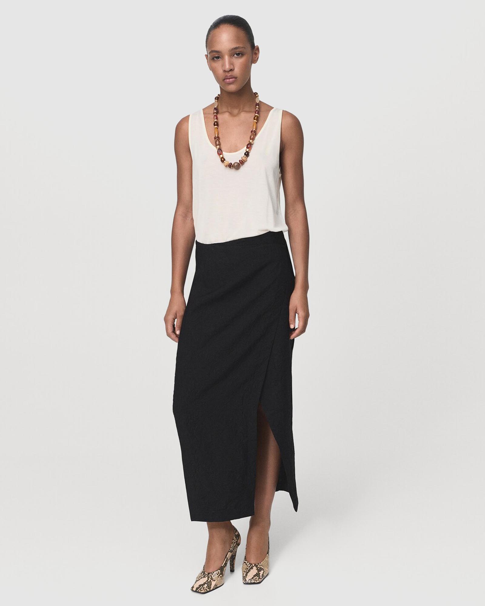 Wrinkled Effect Wrap Skirt