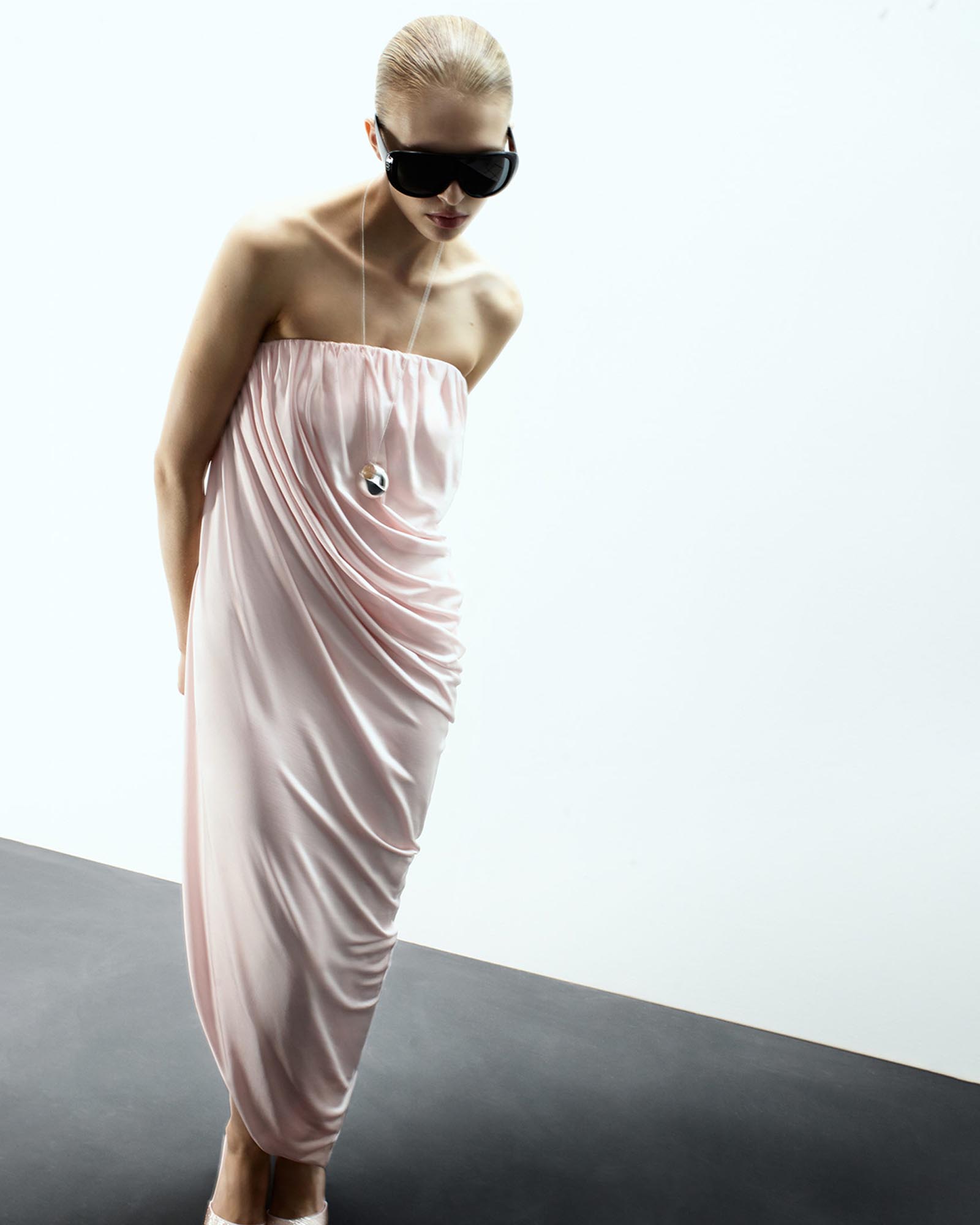 Draped Asymmetrical Bandeau Dress