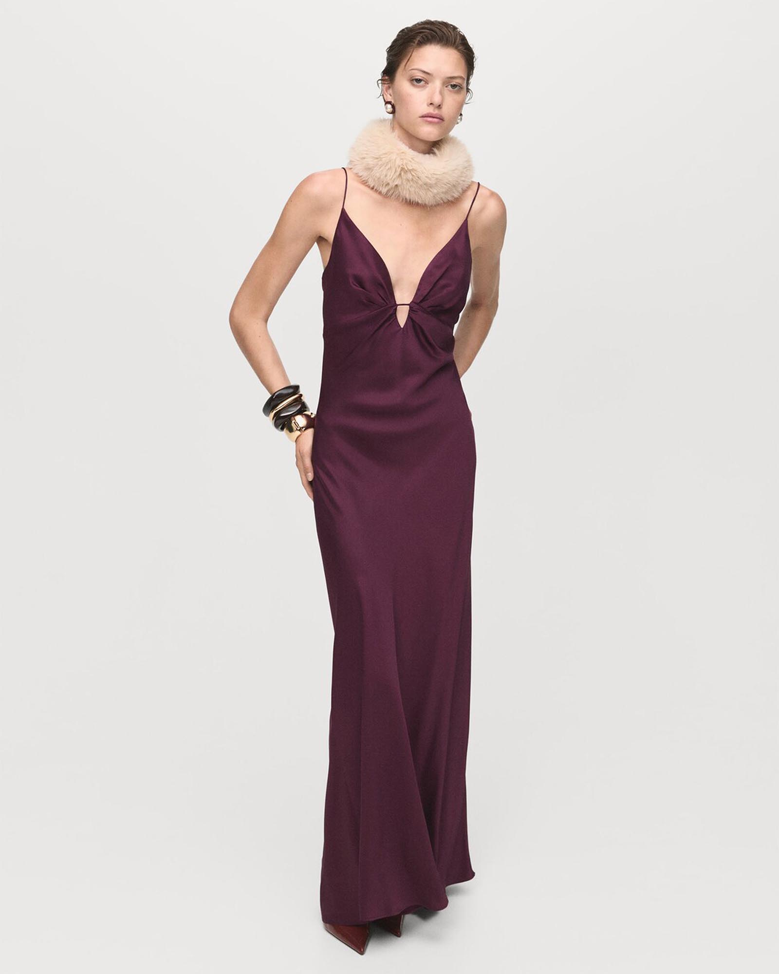 V-Neck Satin Dress