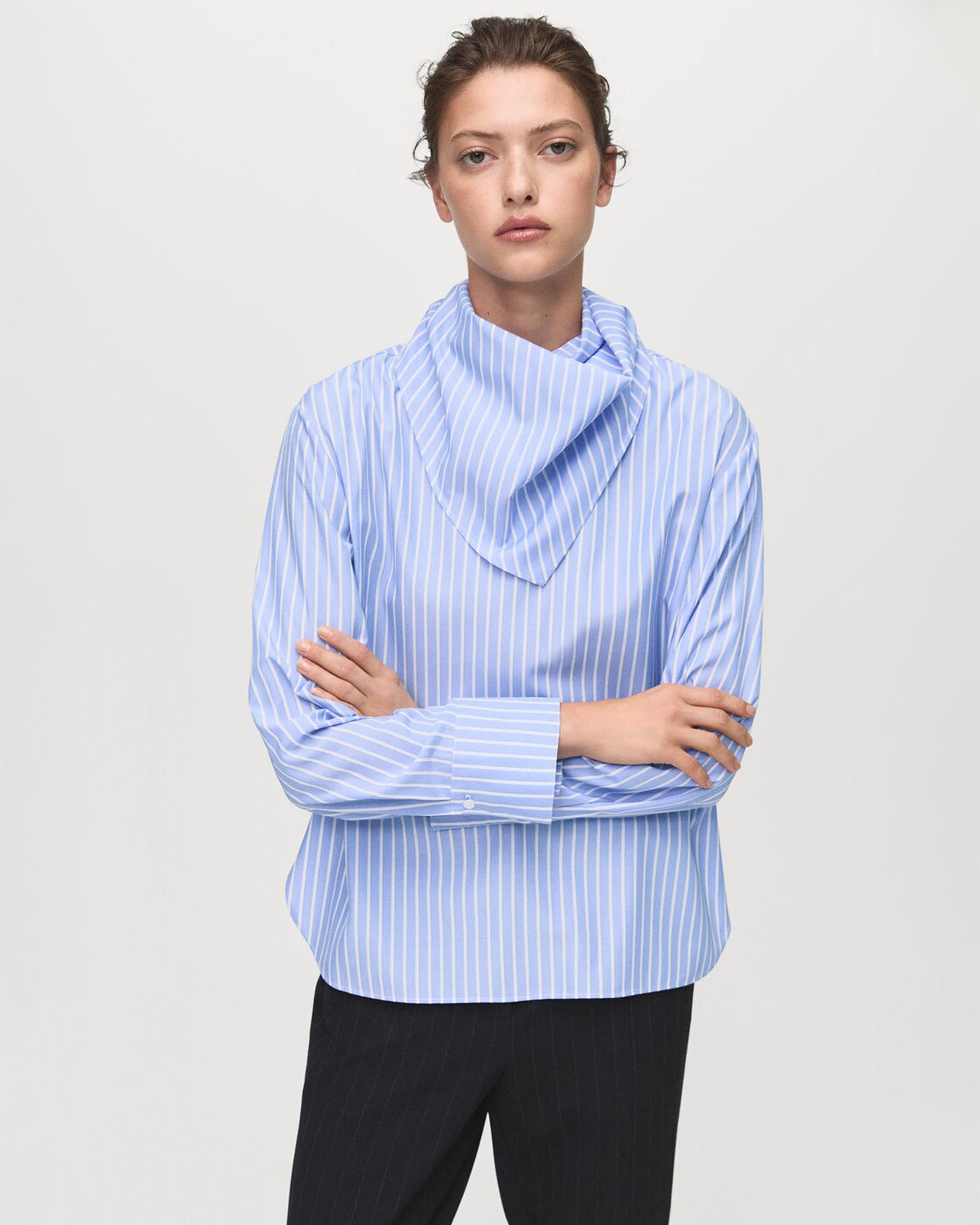 Striped Blouse With Handkerchief