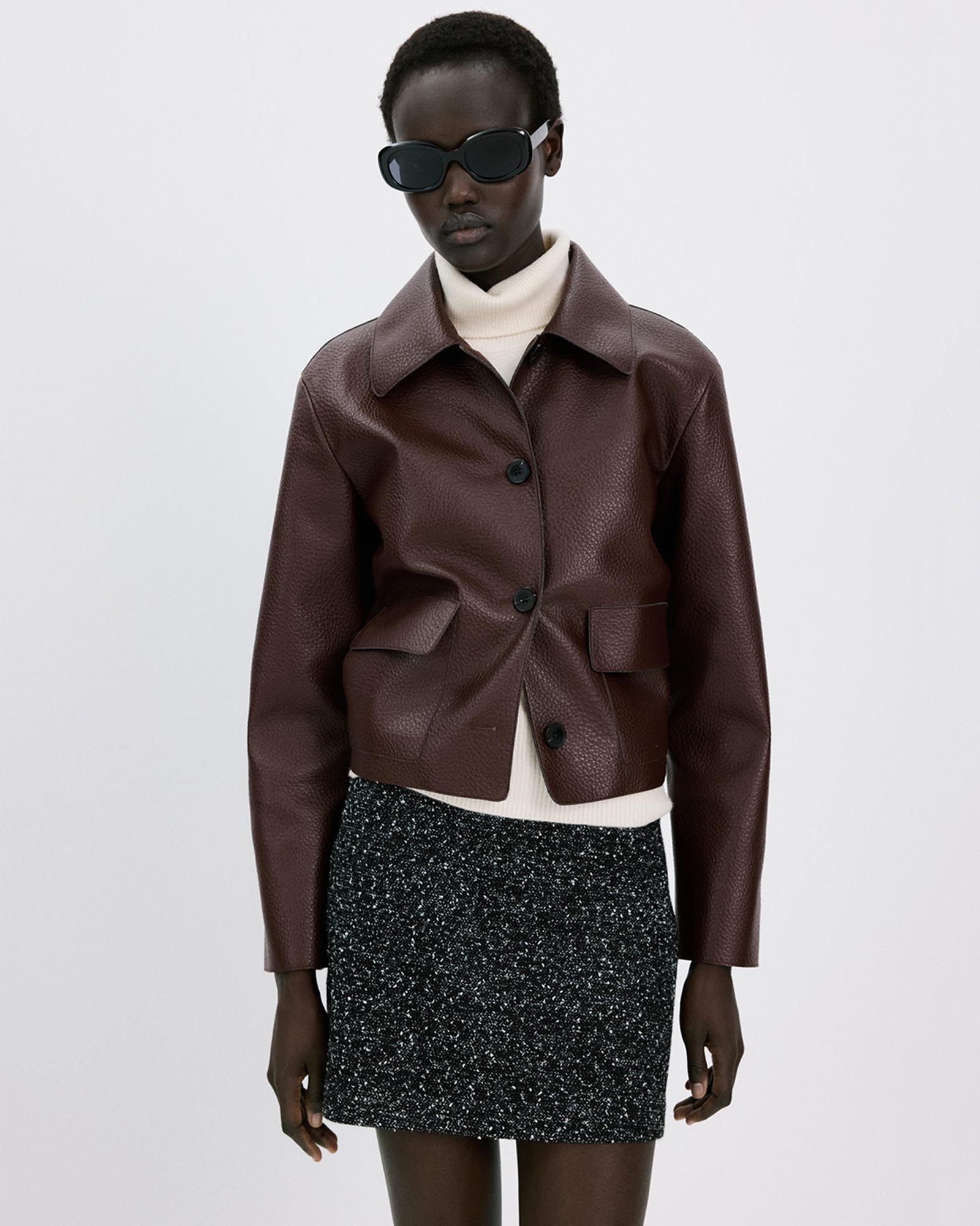 Faux-Leather Jacket With Pockets