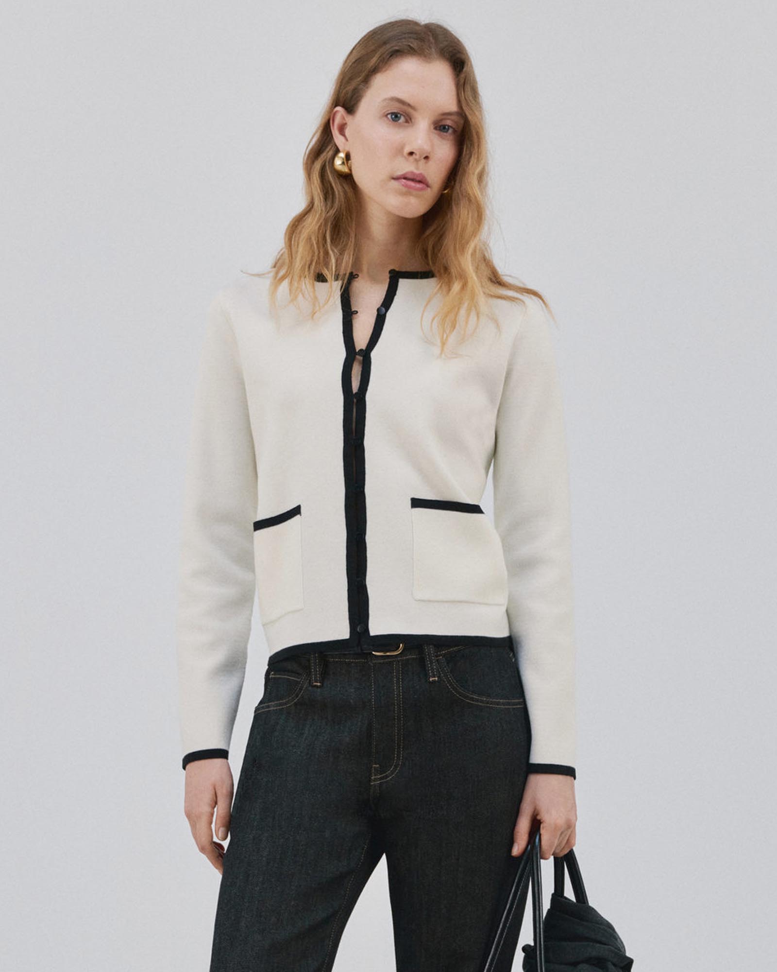 Contrasting Ribbed Cardigan