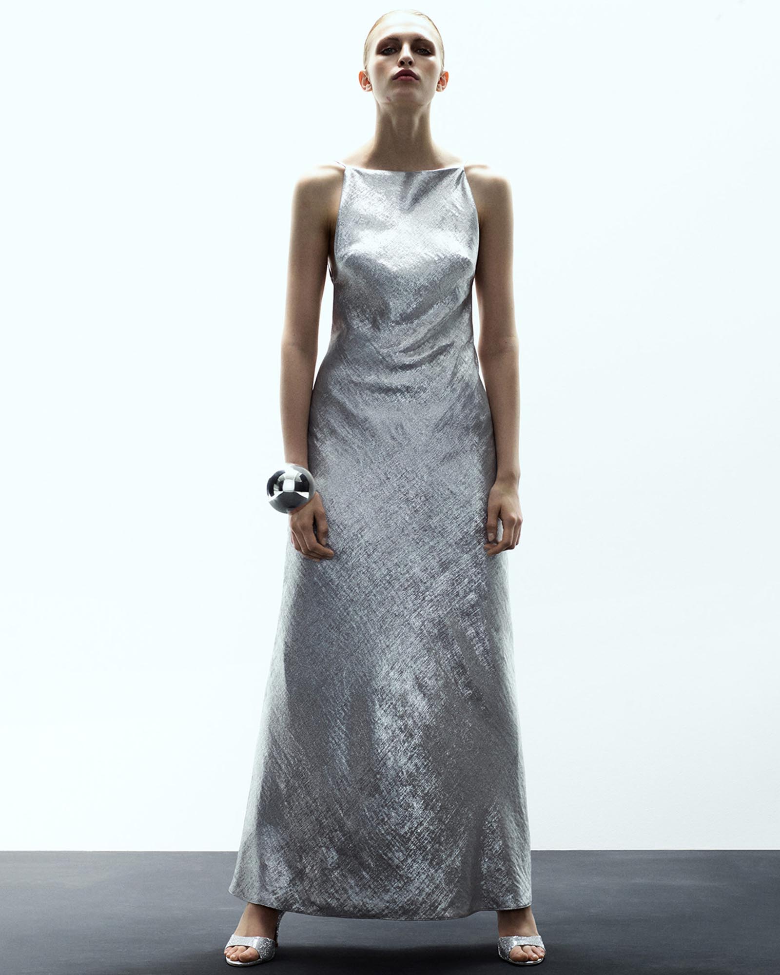 Metallic Open-Back Dress