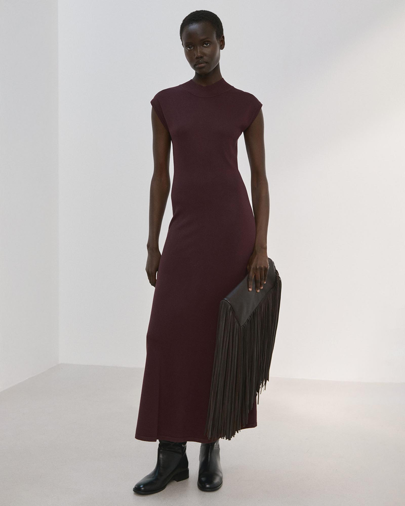 Perkins-Neck Knitted Dress
