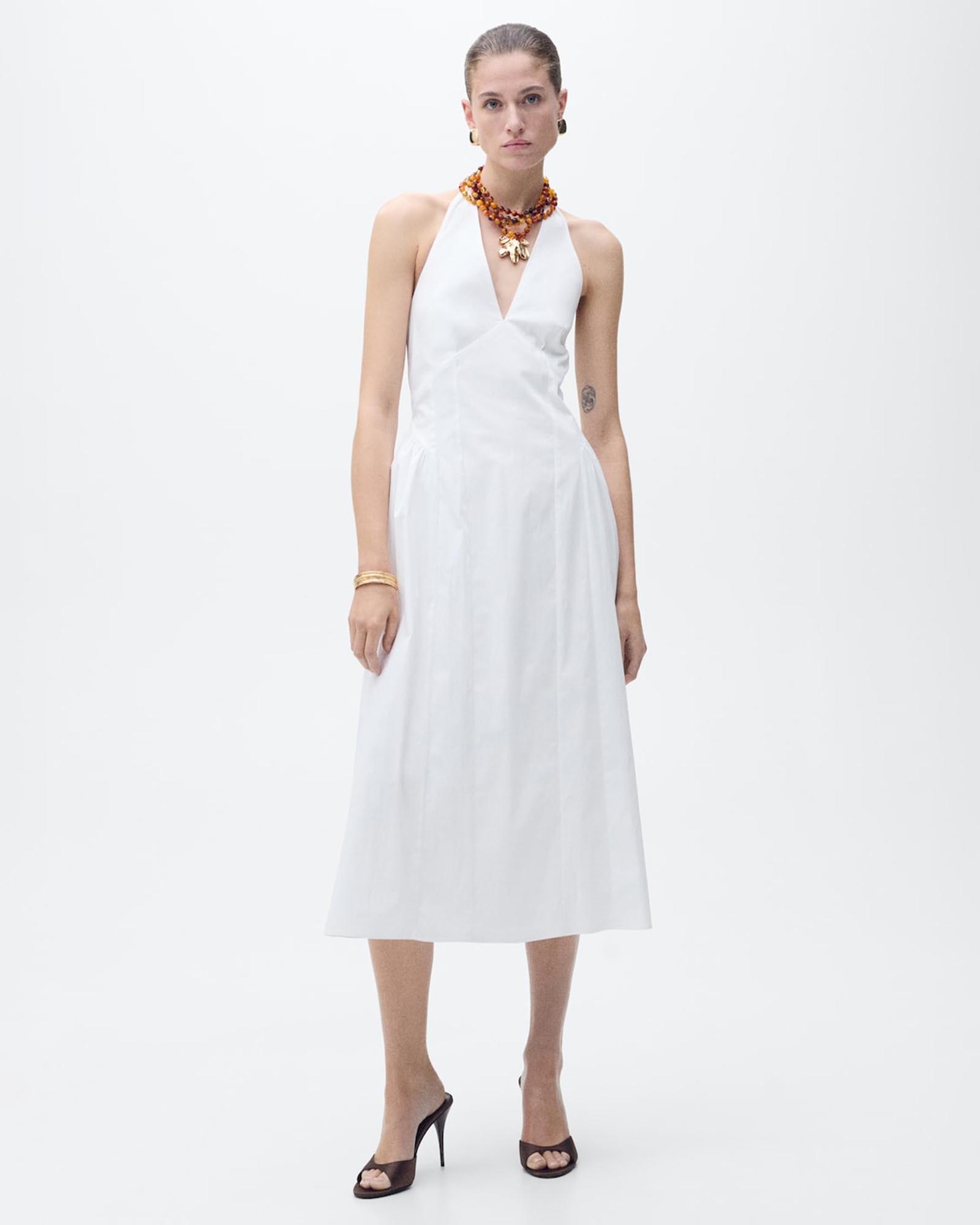 Valenti Halter Neck Cotton Midi-Dress