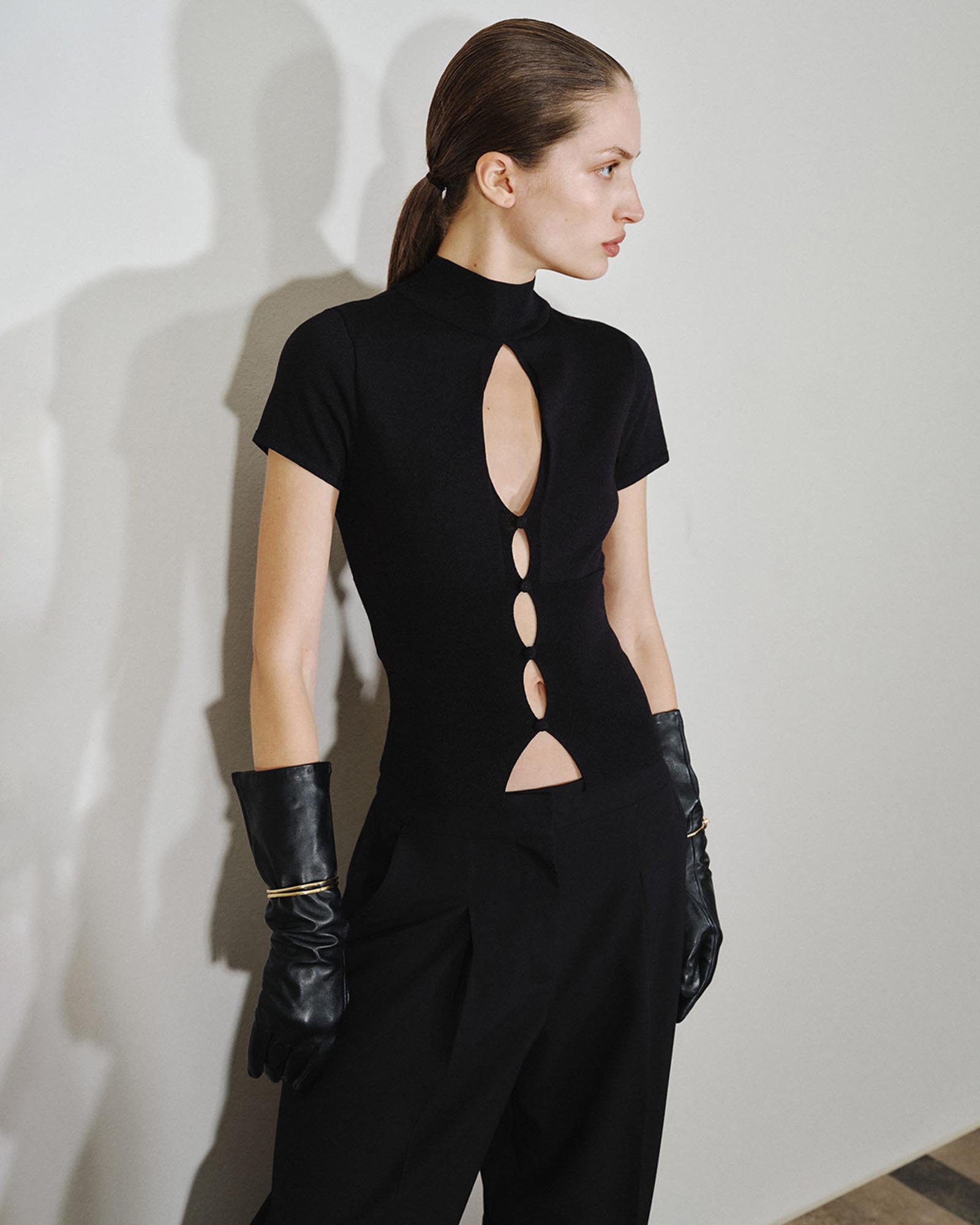 Perkins-Neck Sweater With Cut-Out