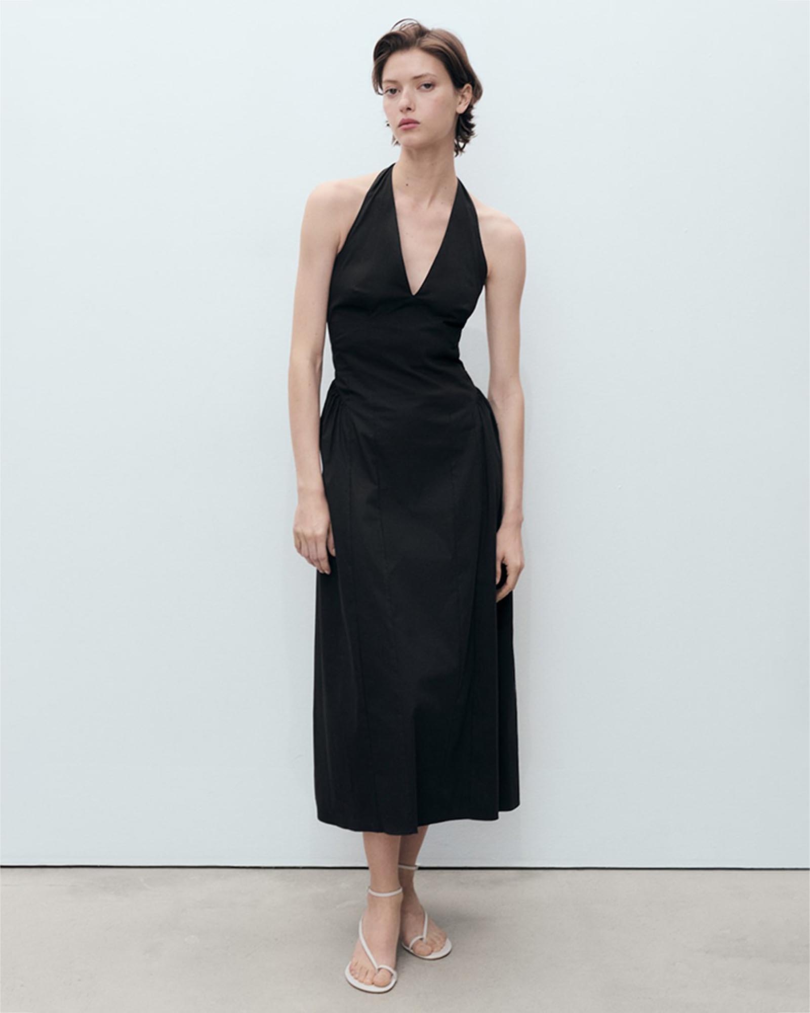 Valenti Halter Neck Cotton Midi-Dress