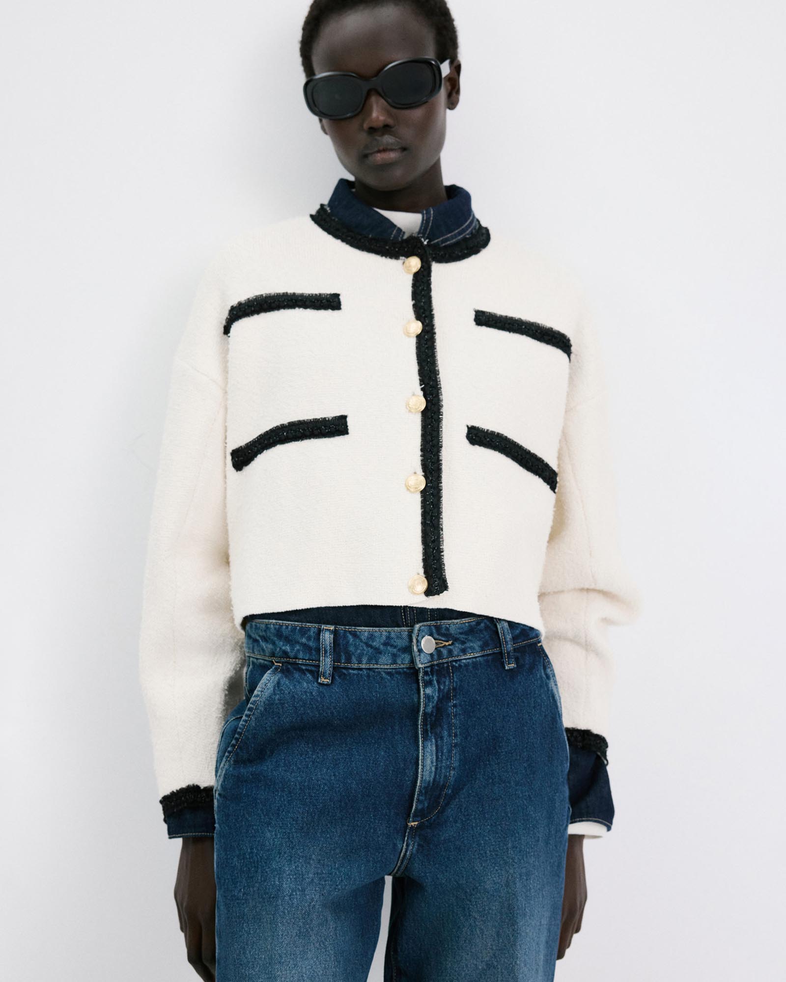 Contrasting Ribbed Cardigan