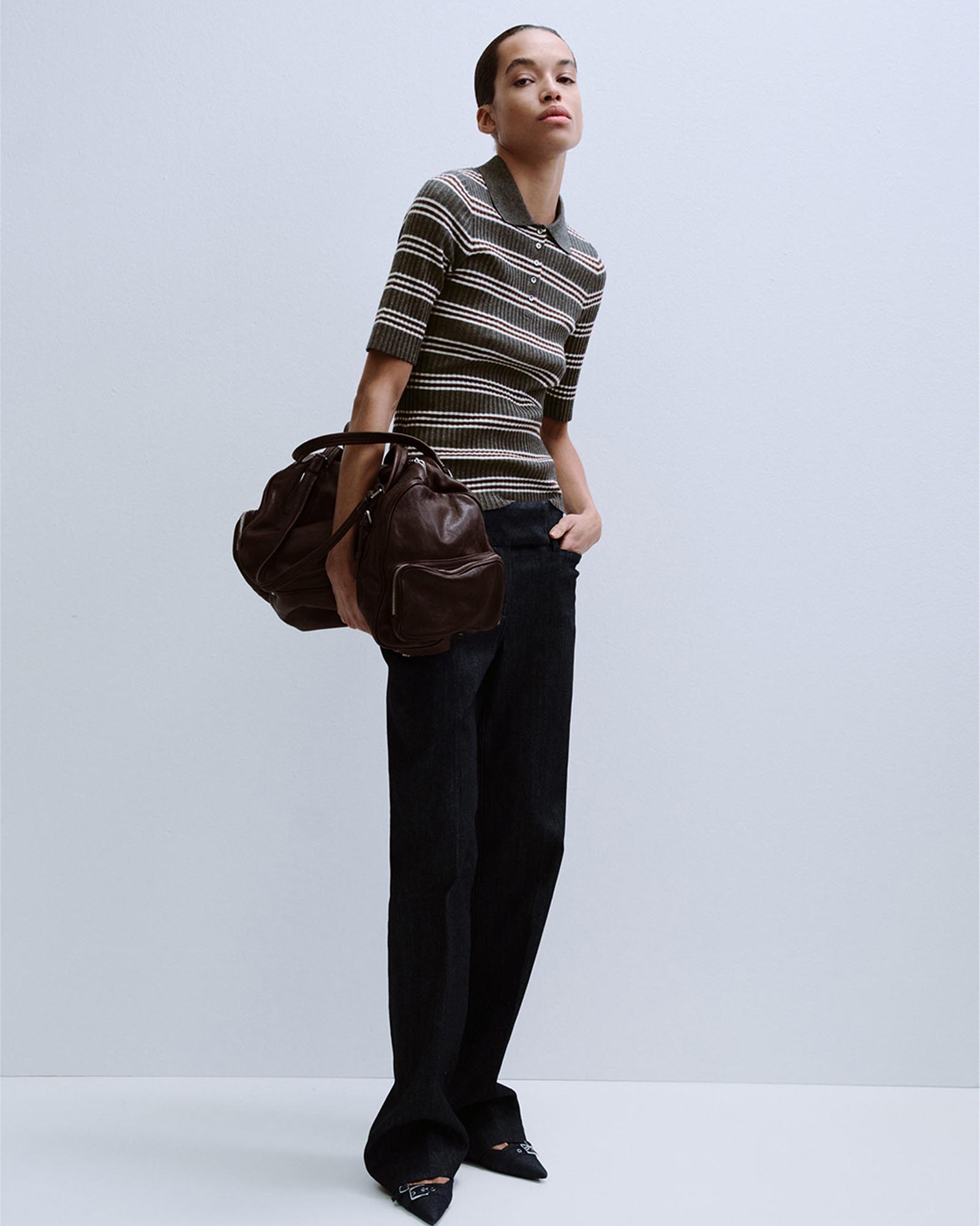 Striped Ribbed-Knit Sweater