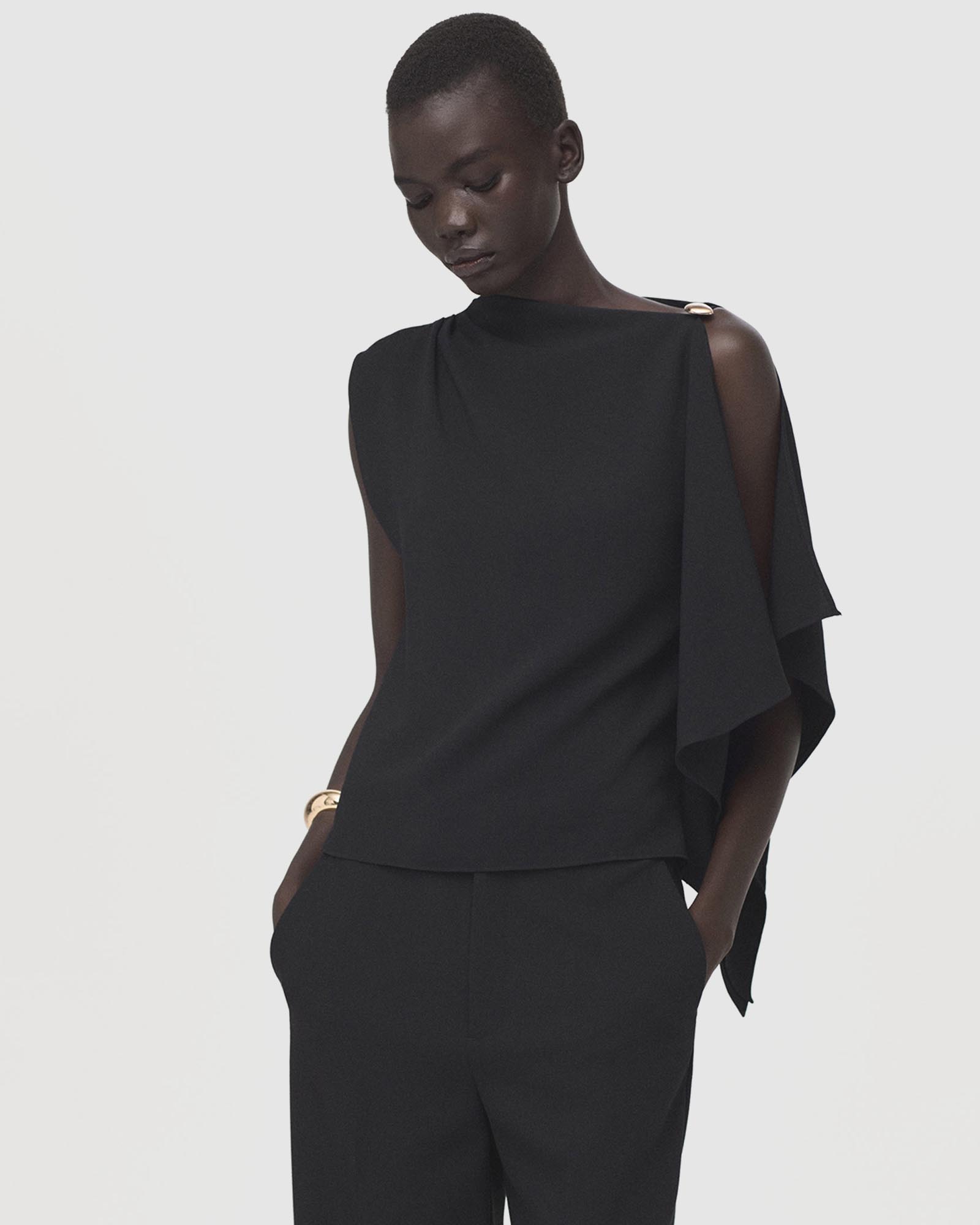 Blouse With Asymmetrical Neckline
