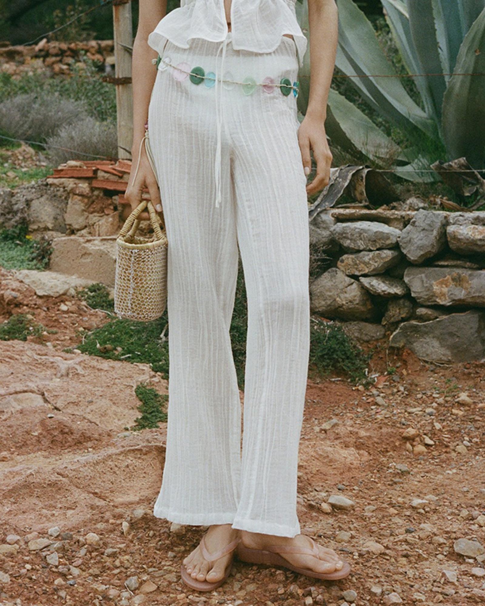 Wrinkle Fluid Ramie Trousers