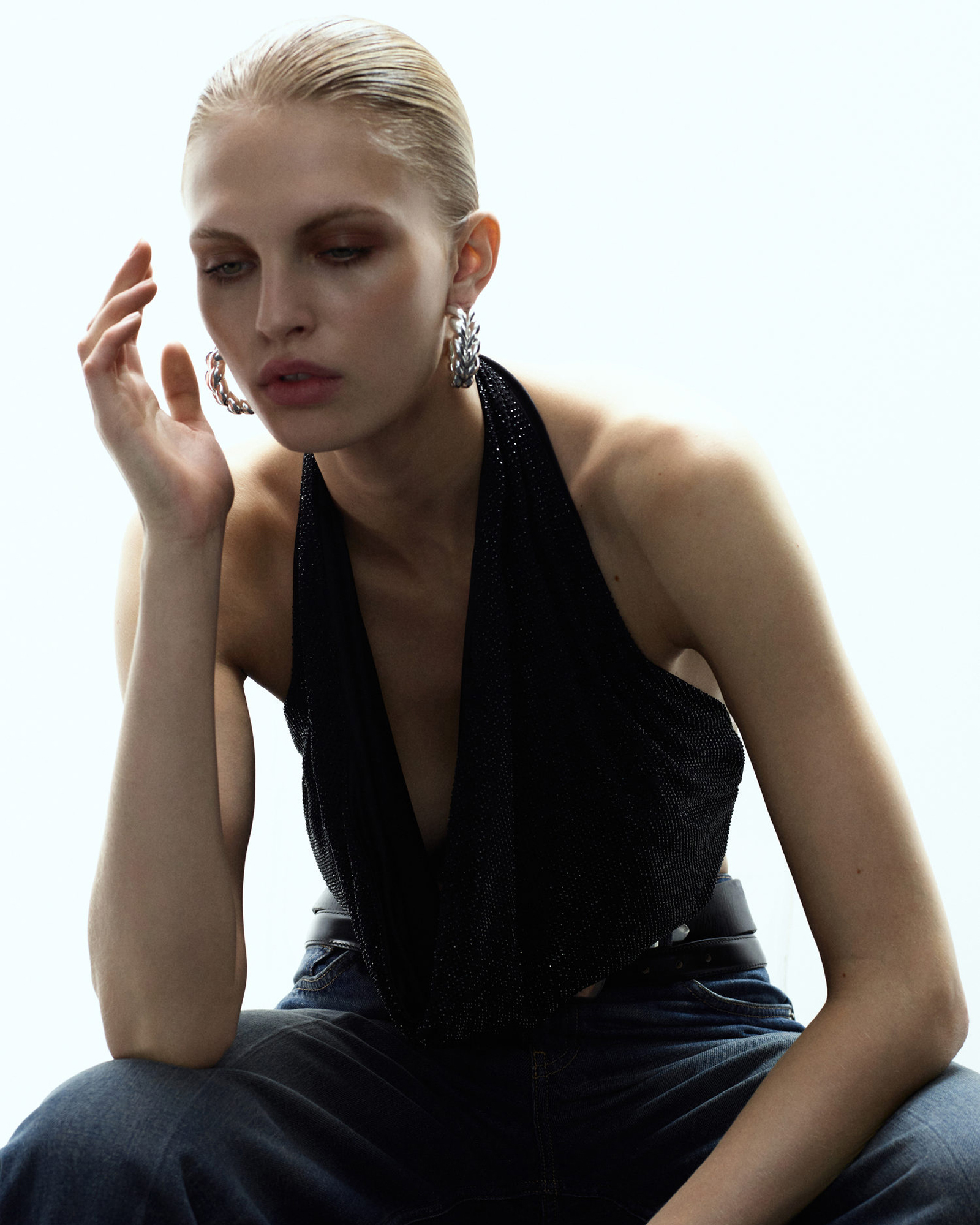 Top With Draped Neckline And Crystals