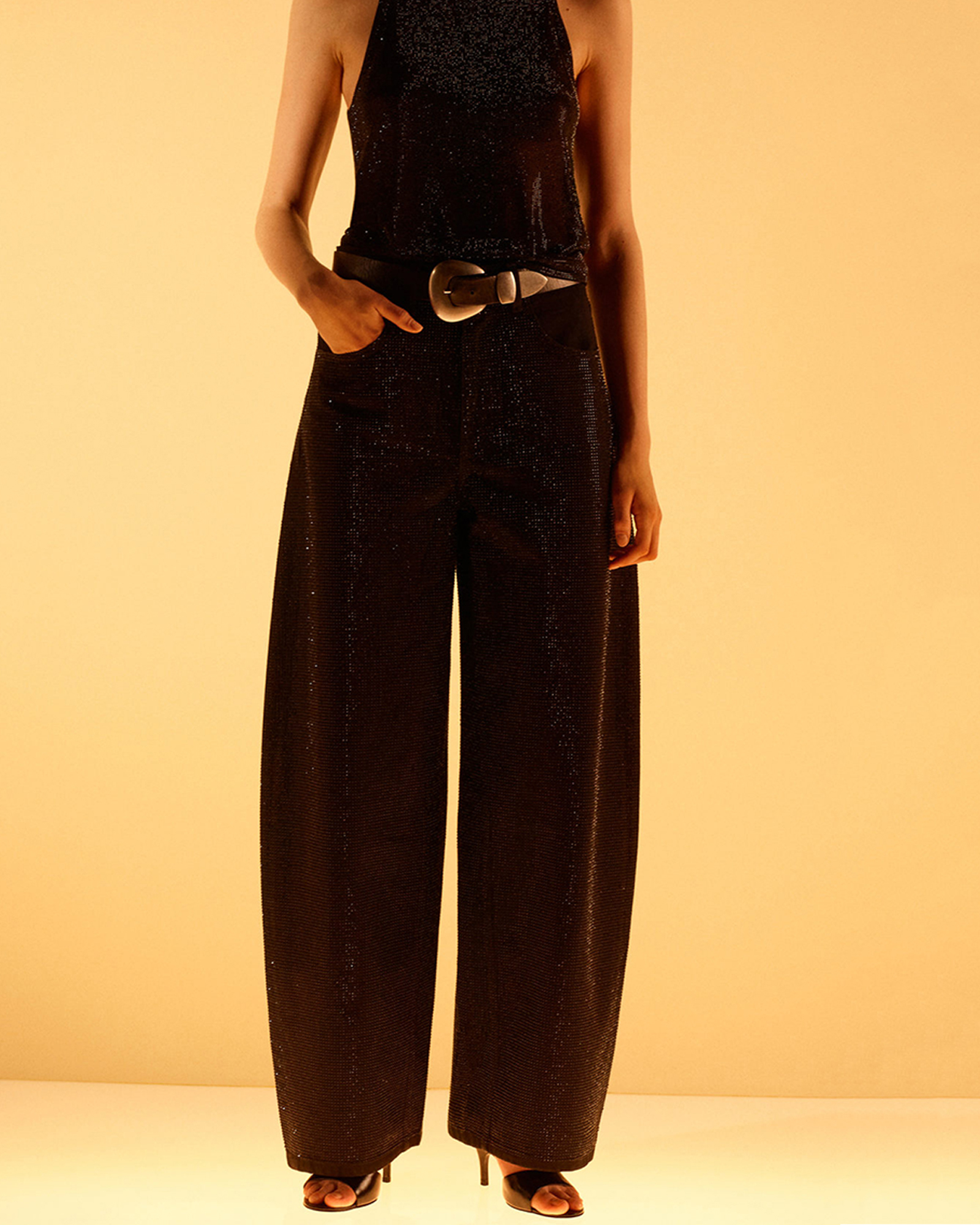 Balloon Jeans With Rhinestones