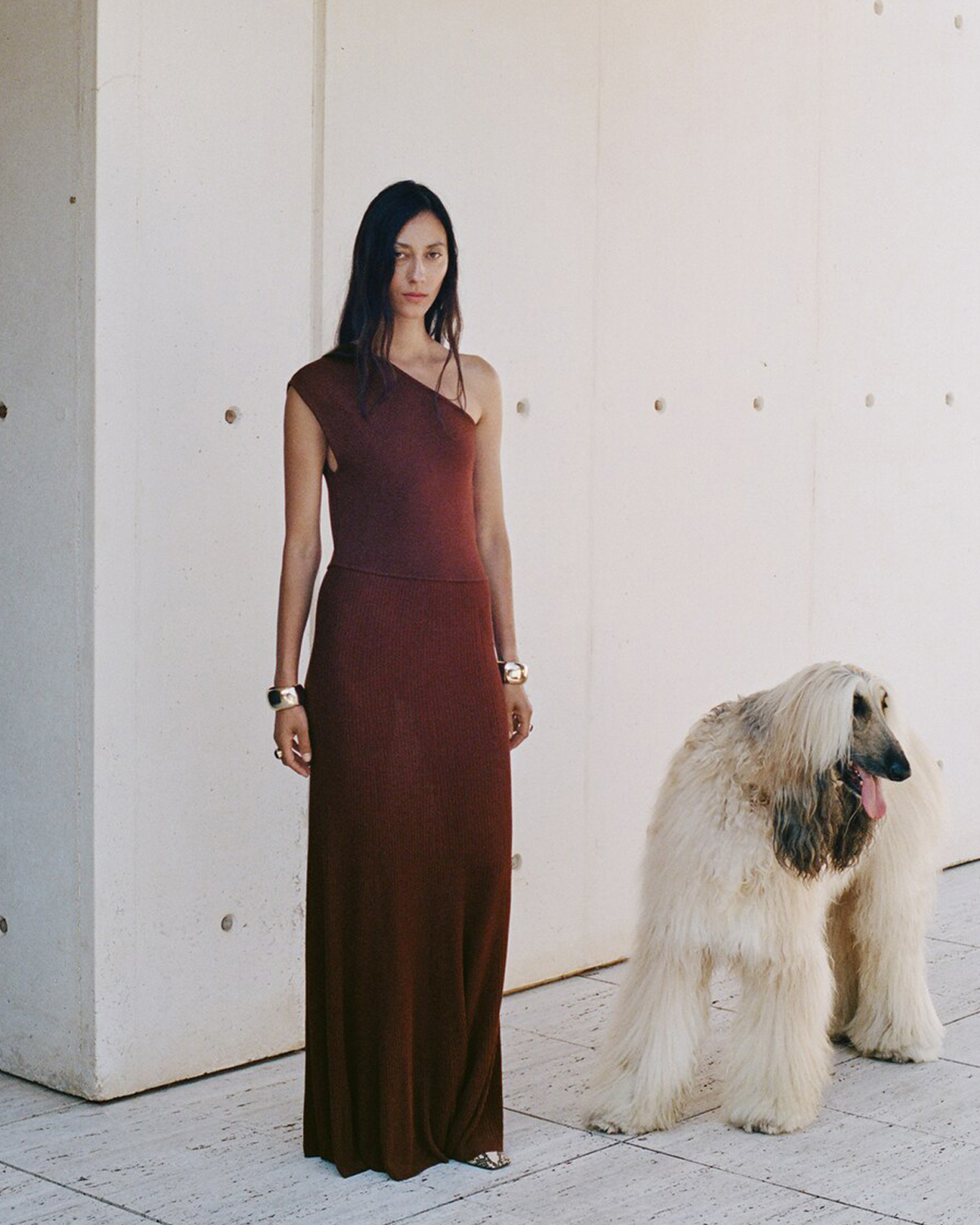 Asymmetrical Combined-Knit Dress