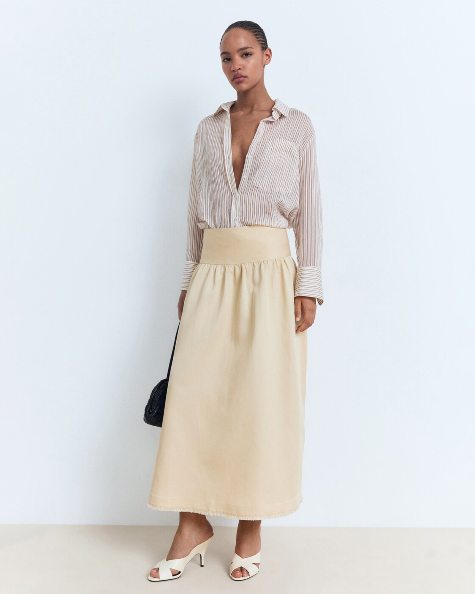 Midi Skirt With Frayed Ends