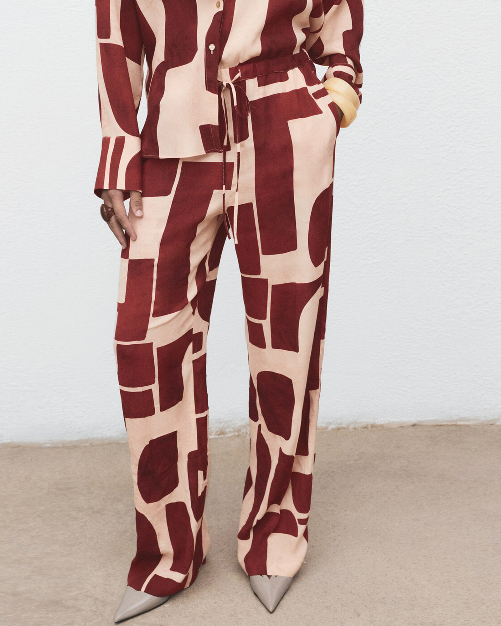 Fluid Trousers With Geometric Pattern