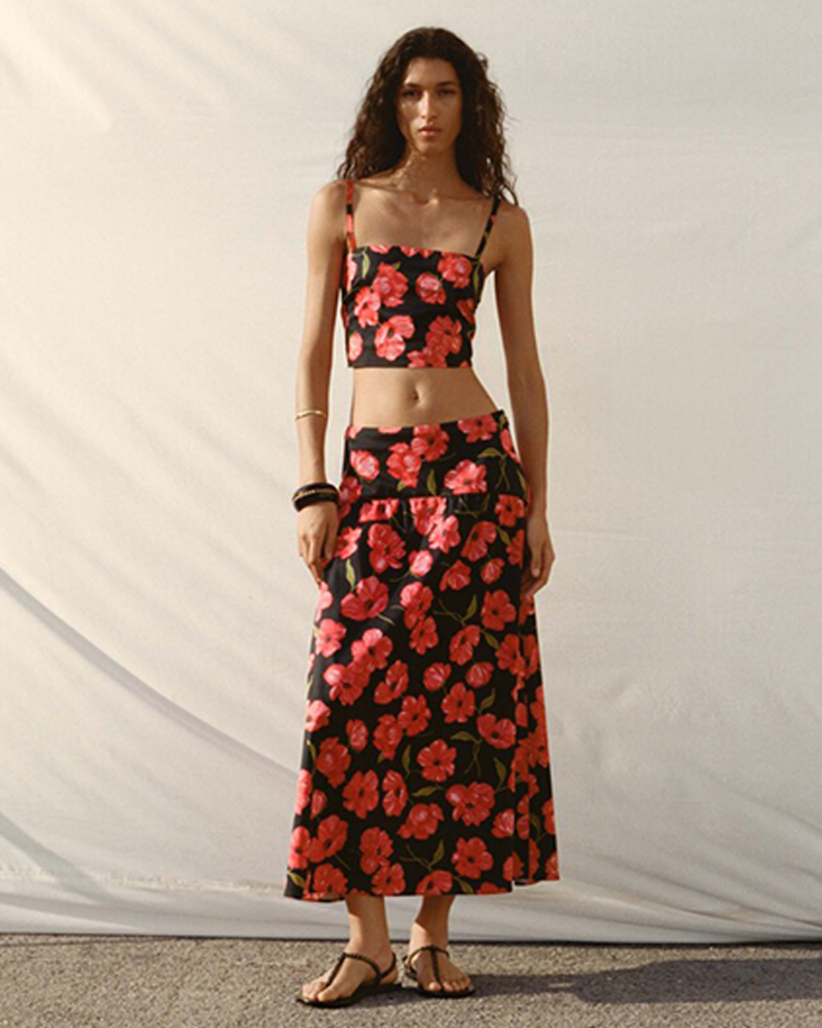 Floral-Print Flared Skirt