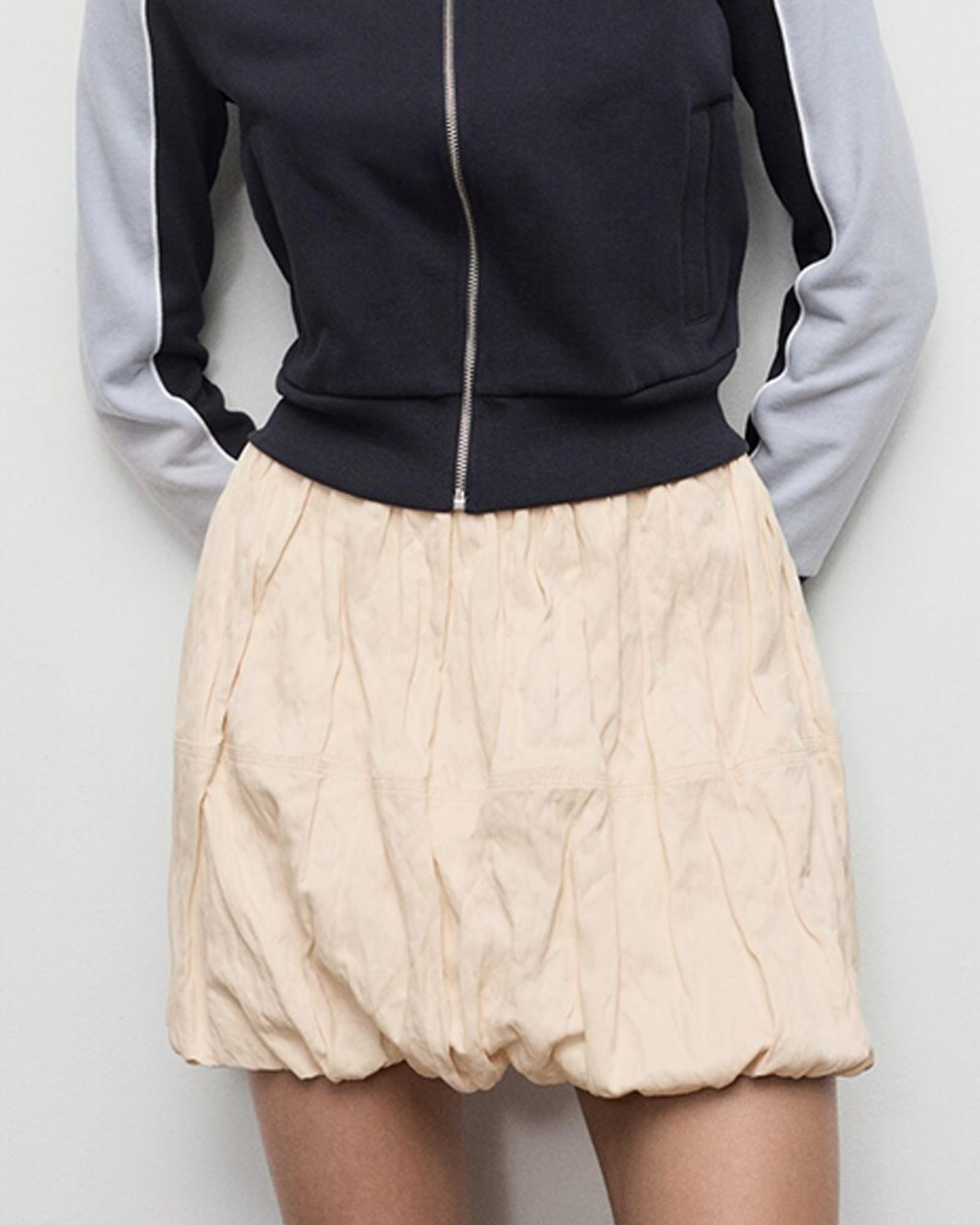 Creased-Effect Balloon Skirt