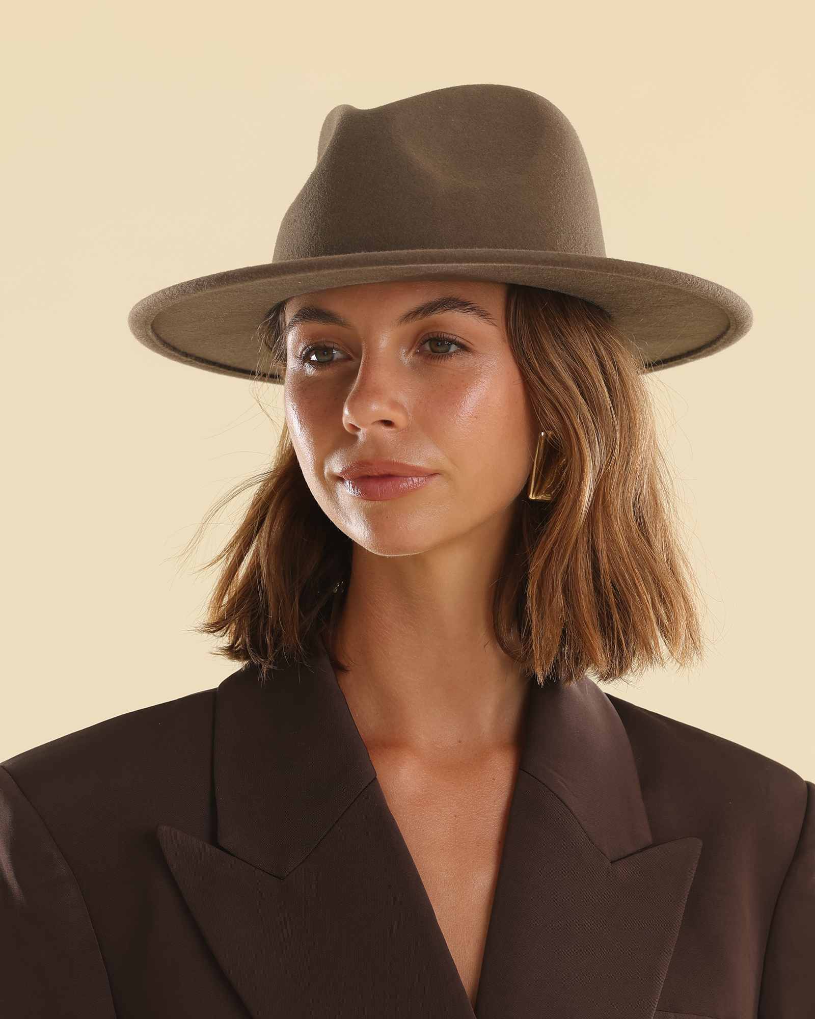 Soraya Wool Fedora in Brown