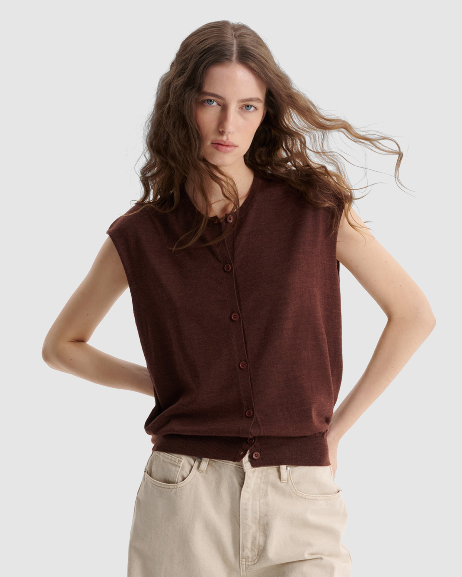 River Knit Button Vest