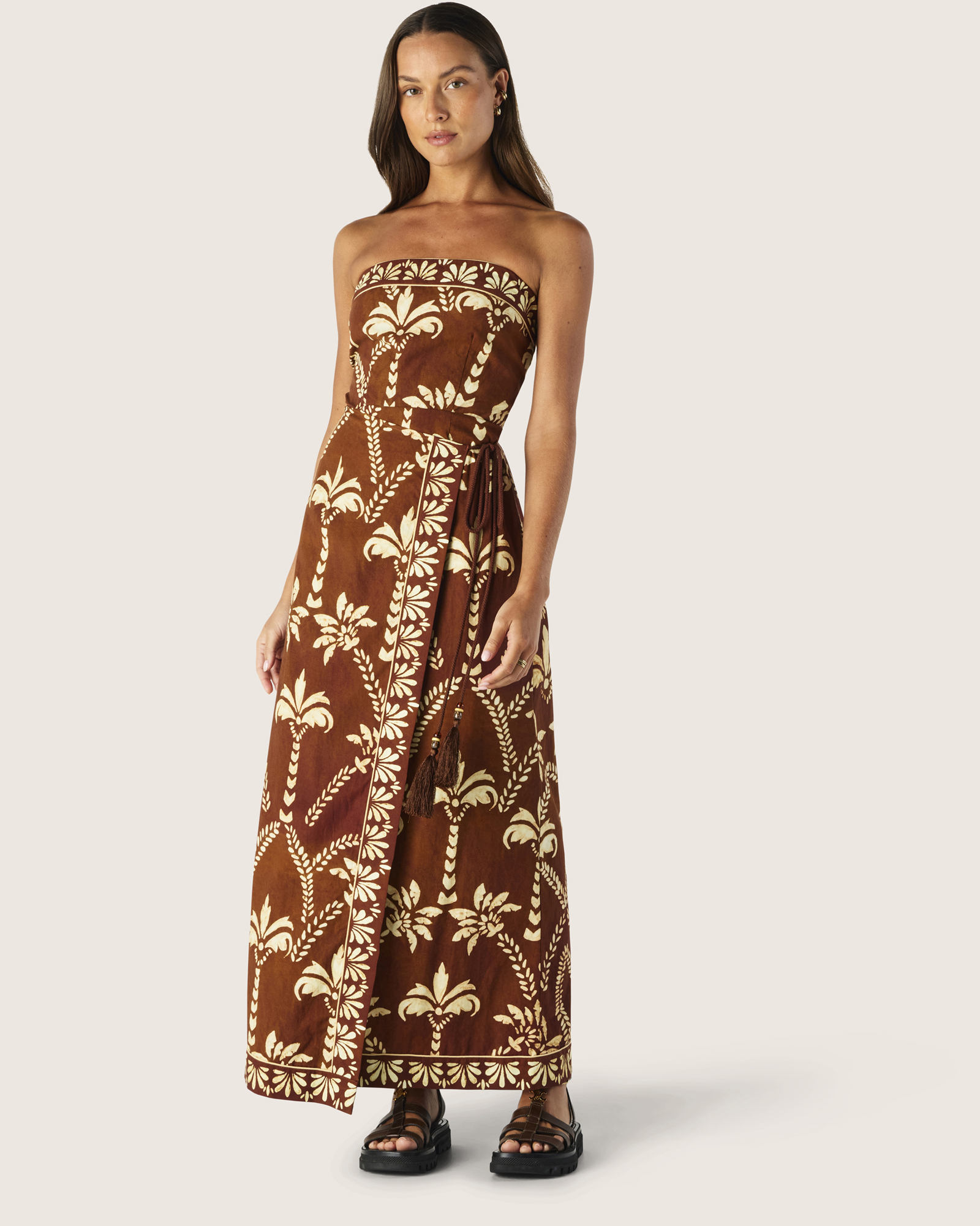 Deia Print Strapless Dress