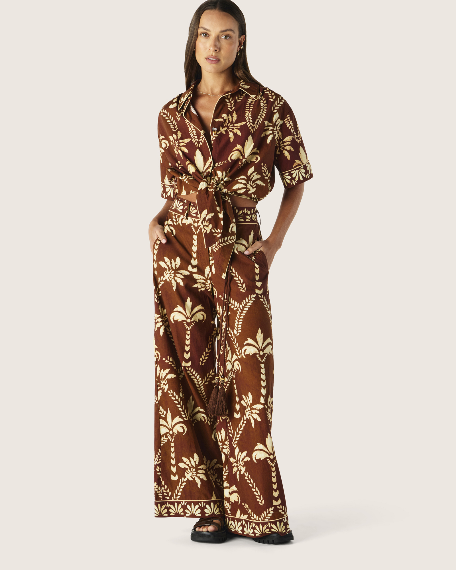 Deia Print Tie Front Shirt
