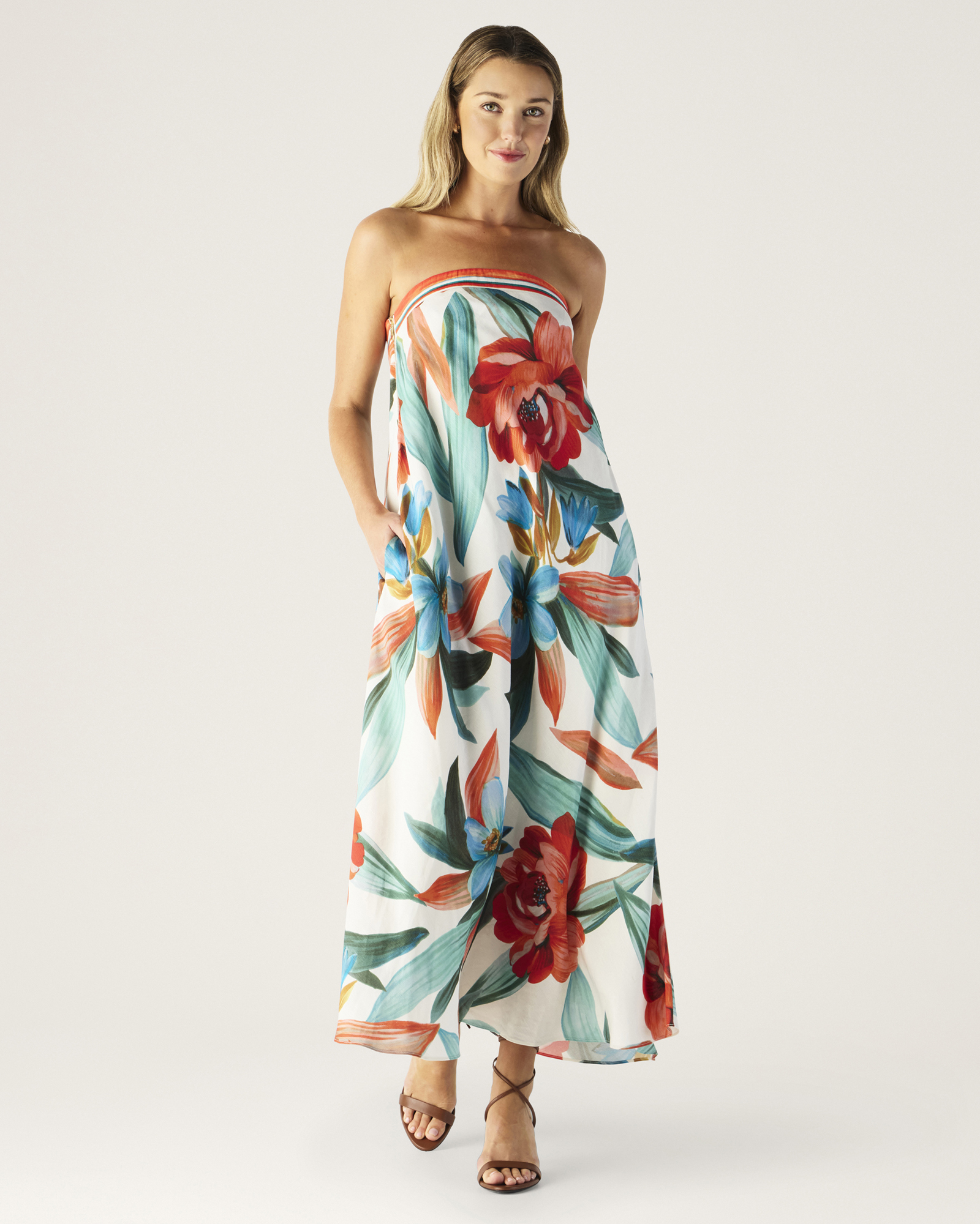 Fiorina Print Strapless Dress