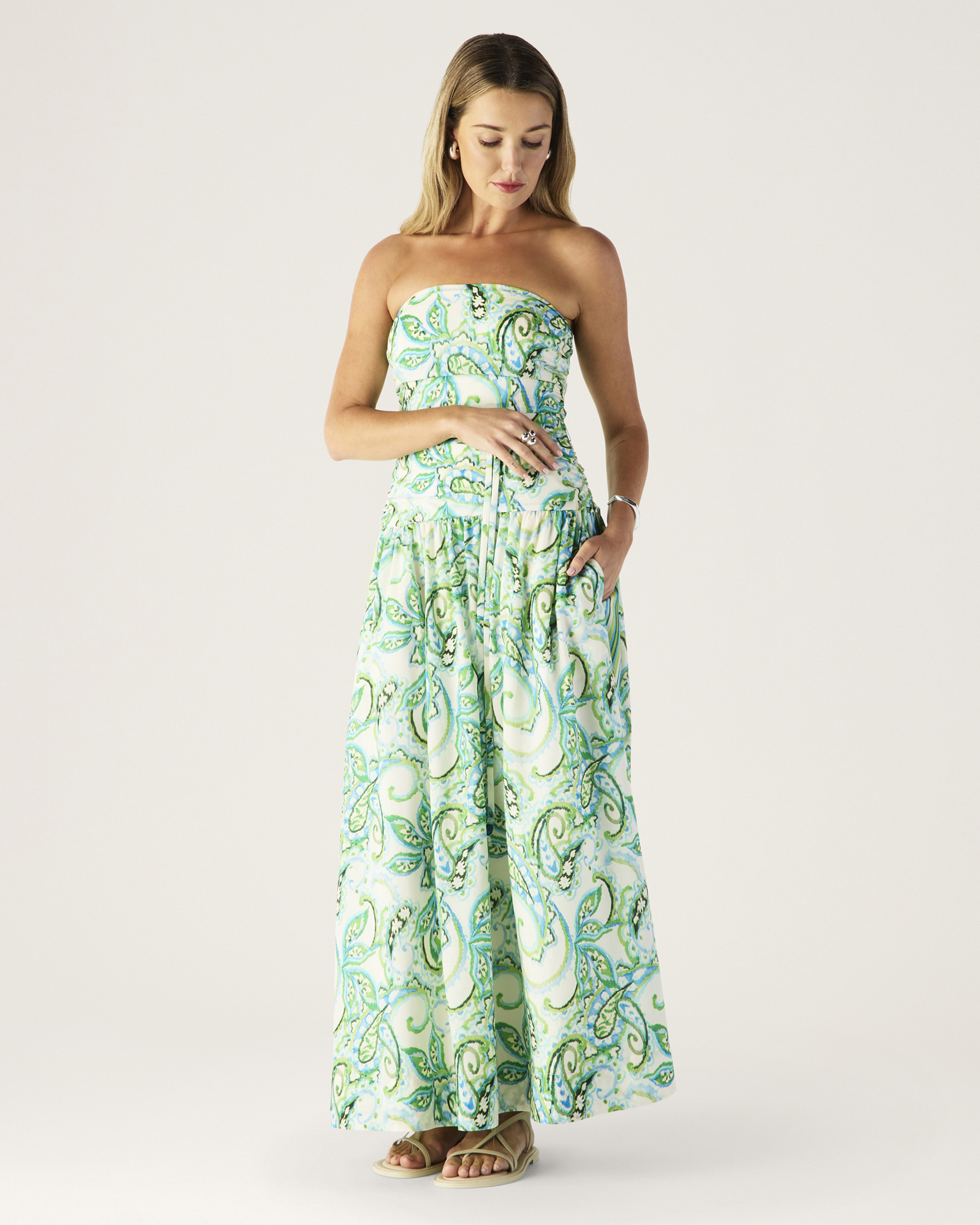 Tara Print Strapless Dress