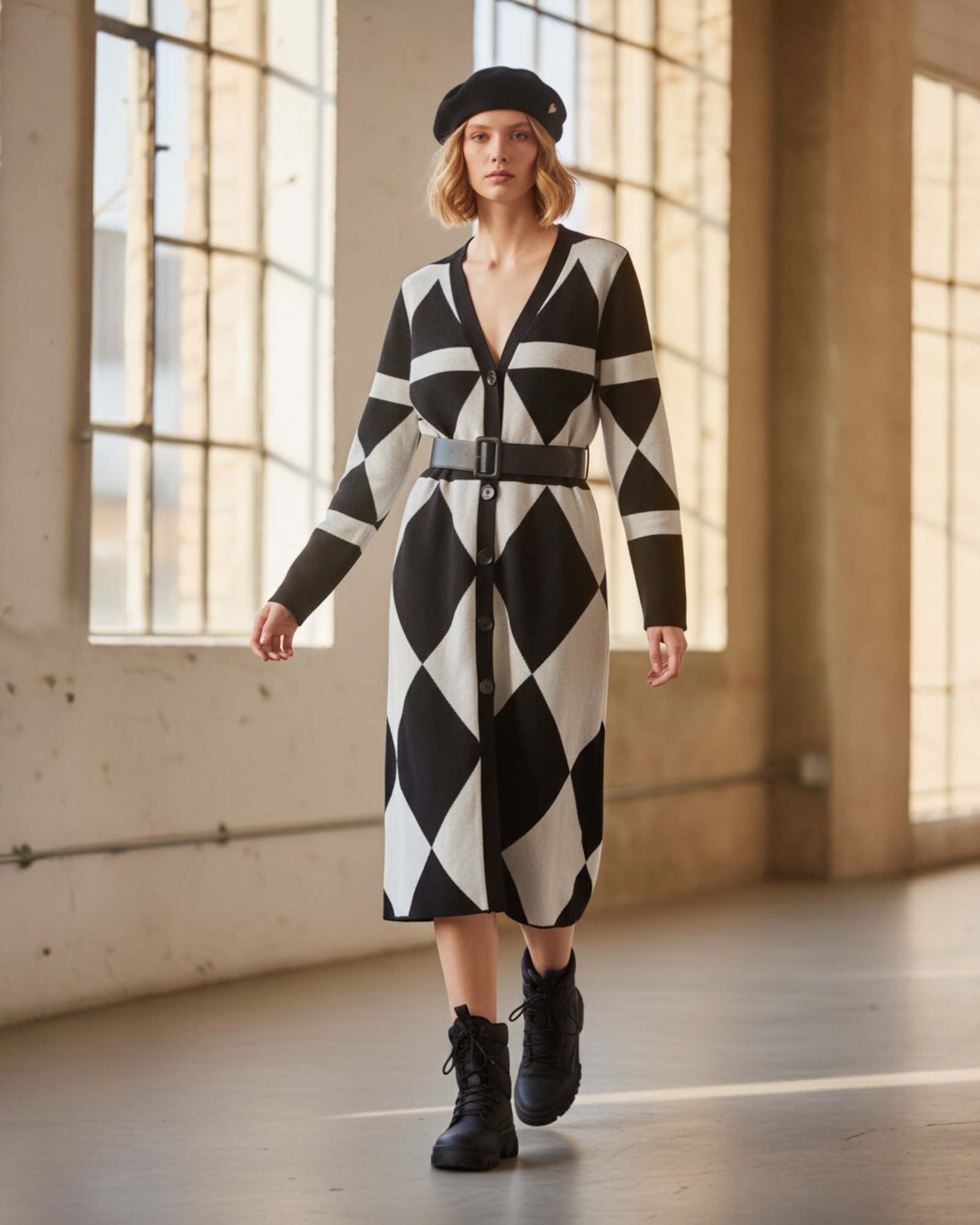 Aurelia Geometric A line Knit Dress