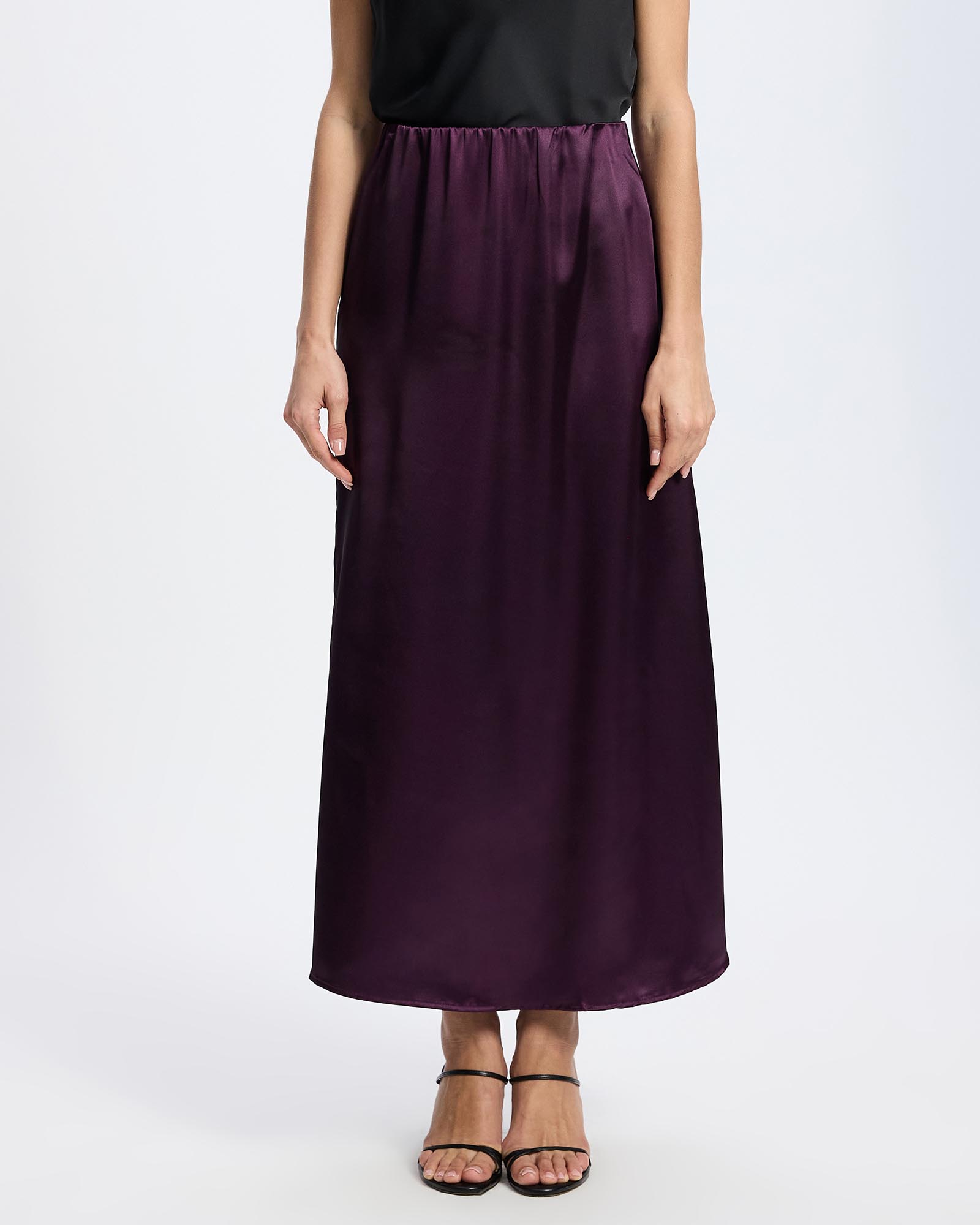 Maya Silk Stretch Long Straight Skirt