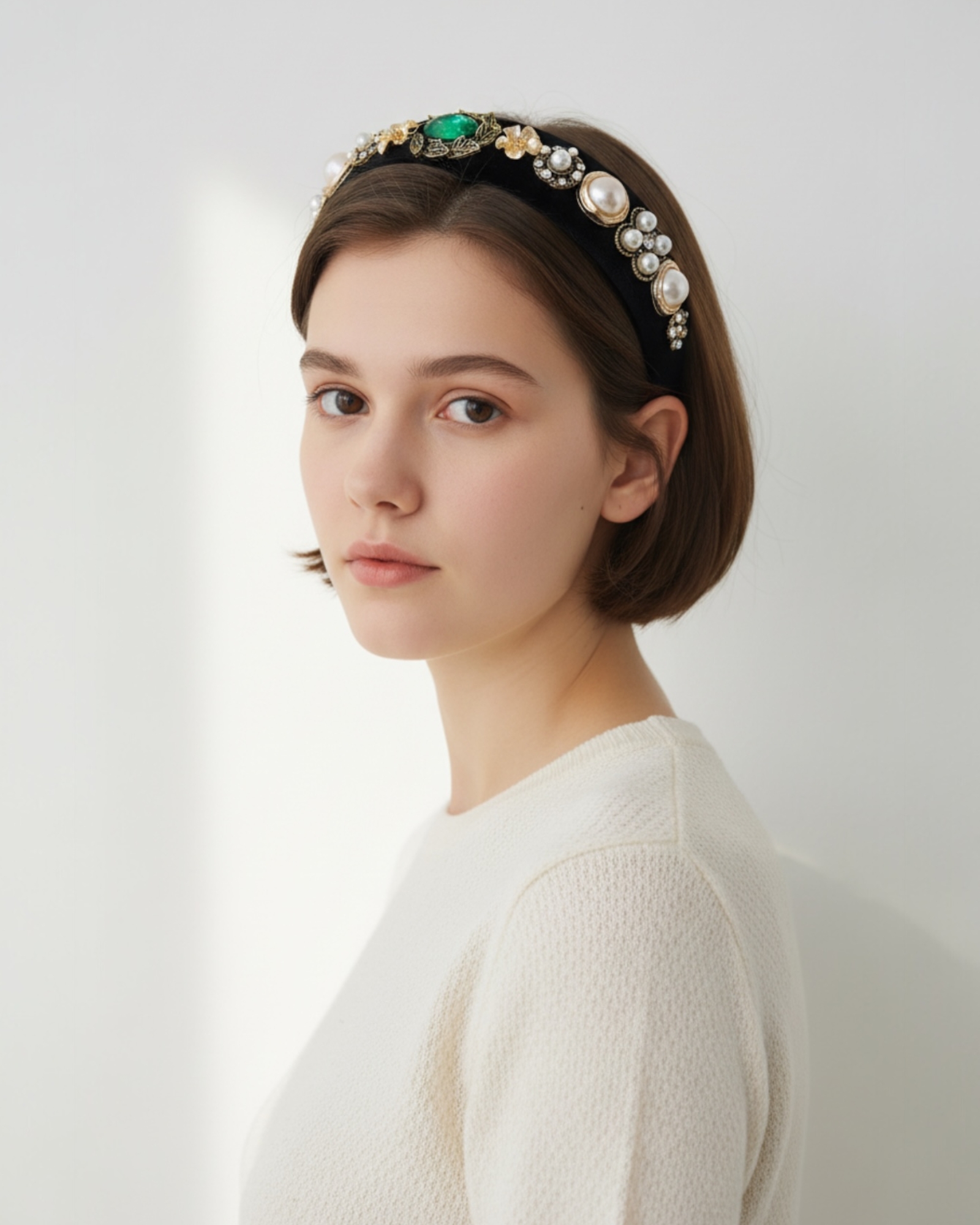 Ashy Mixed Stone Headband