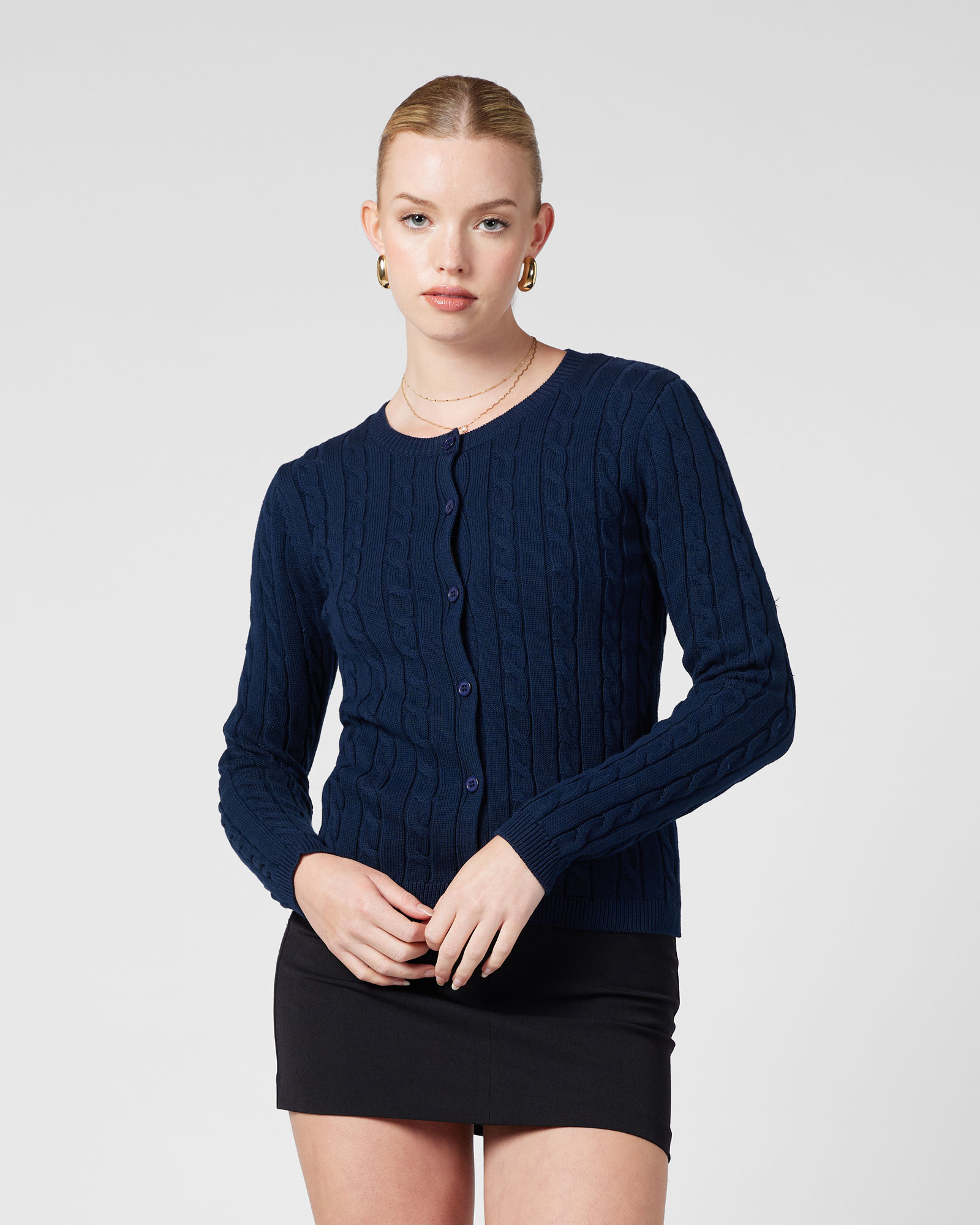 Cable Crew Neck Cardigan