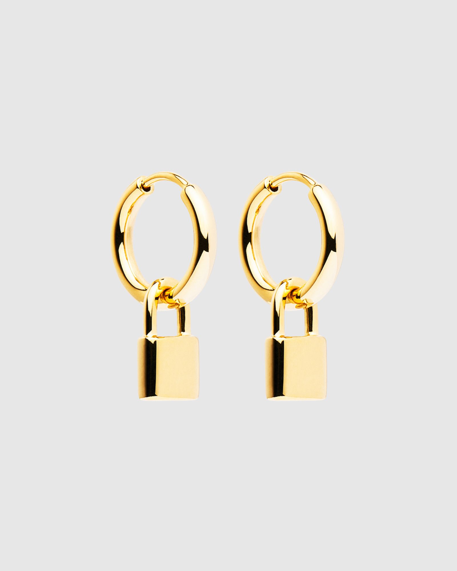 Love Lock Yellow Gold Huggie Earrings