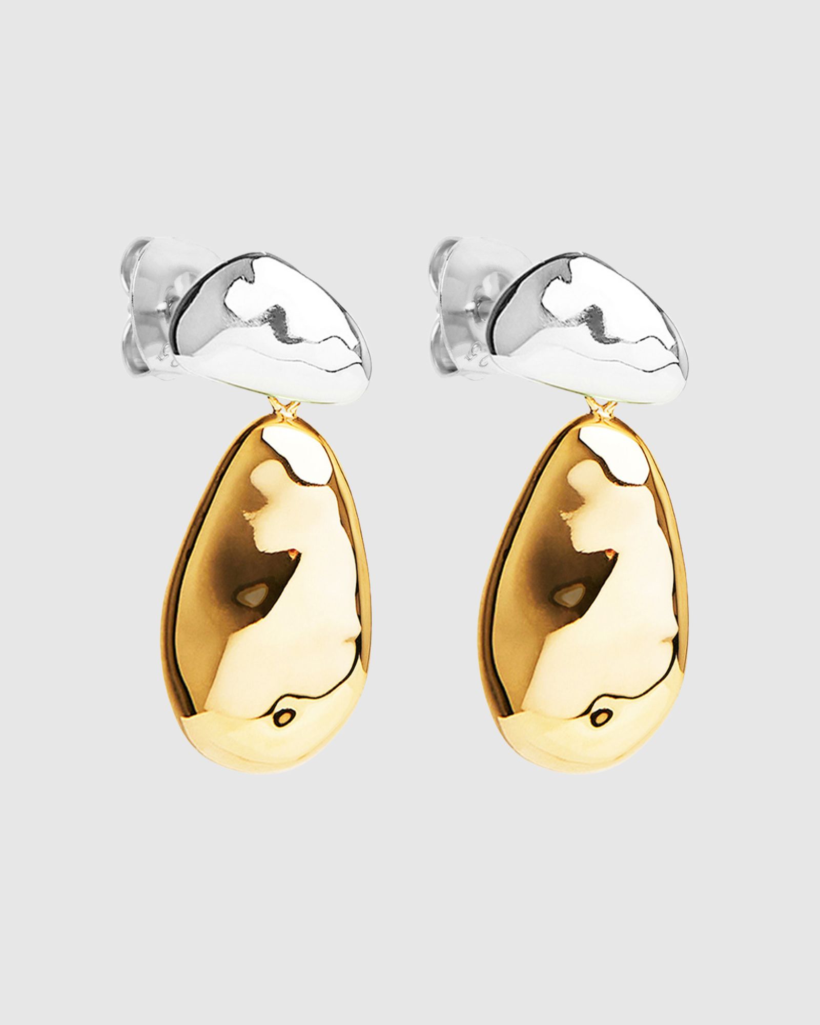 Double Pebblet Two-Tone Stud Earrings