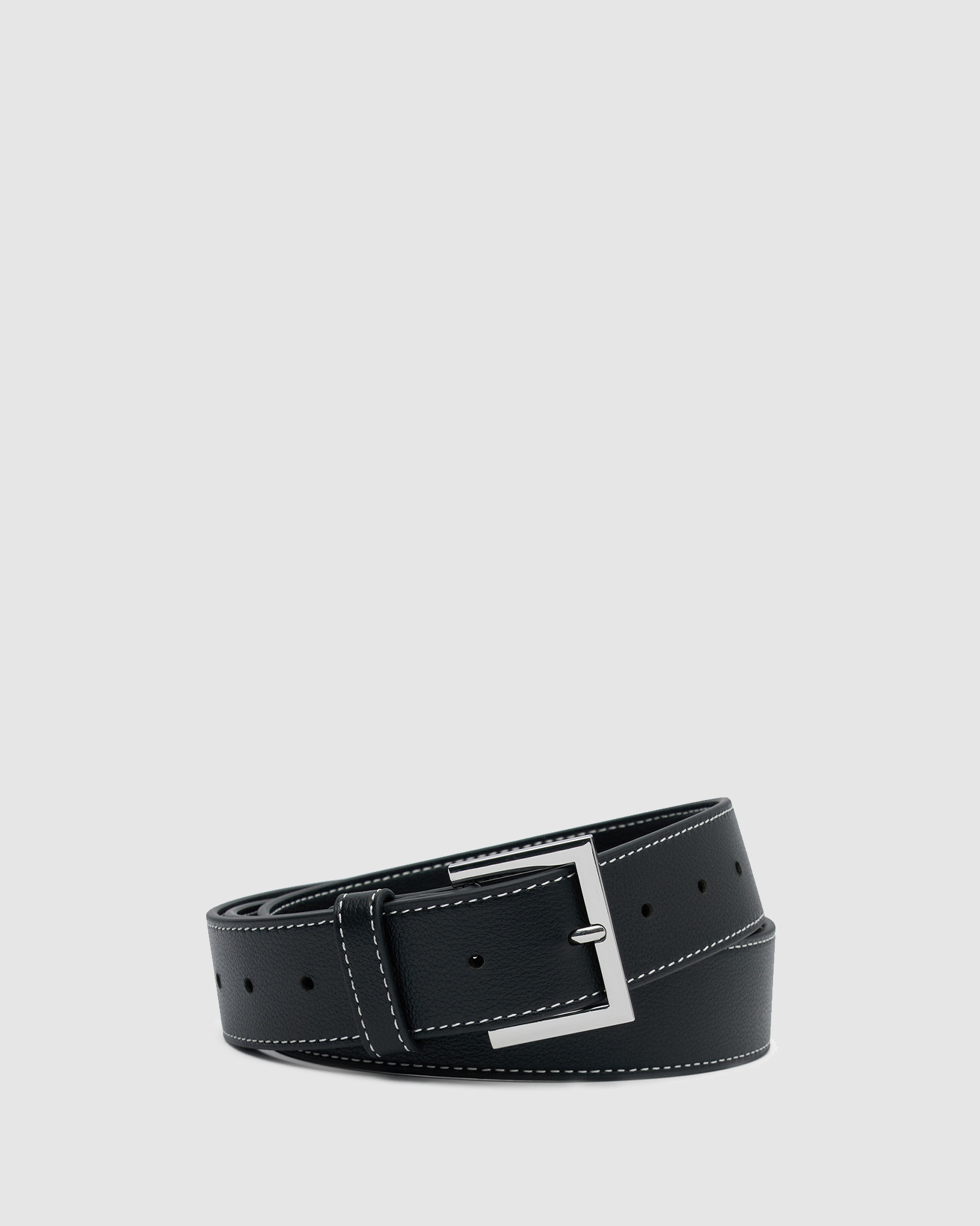 The Carrie Black Topstitch Belt
