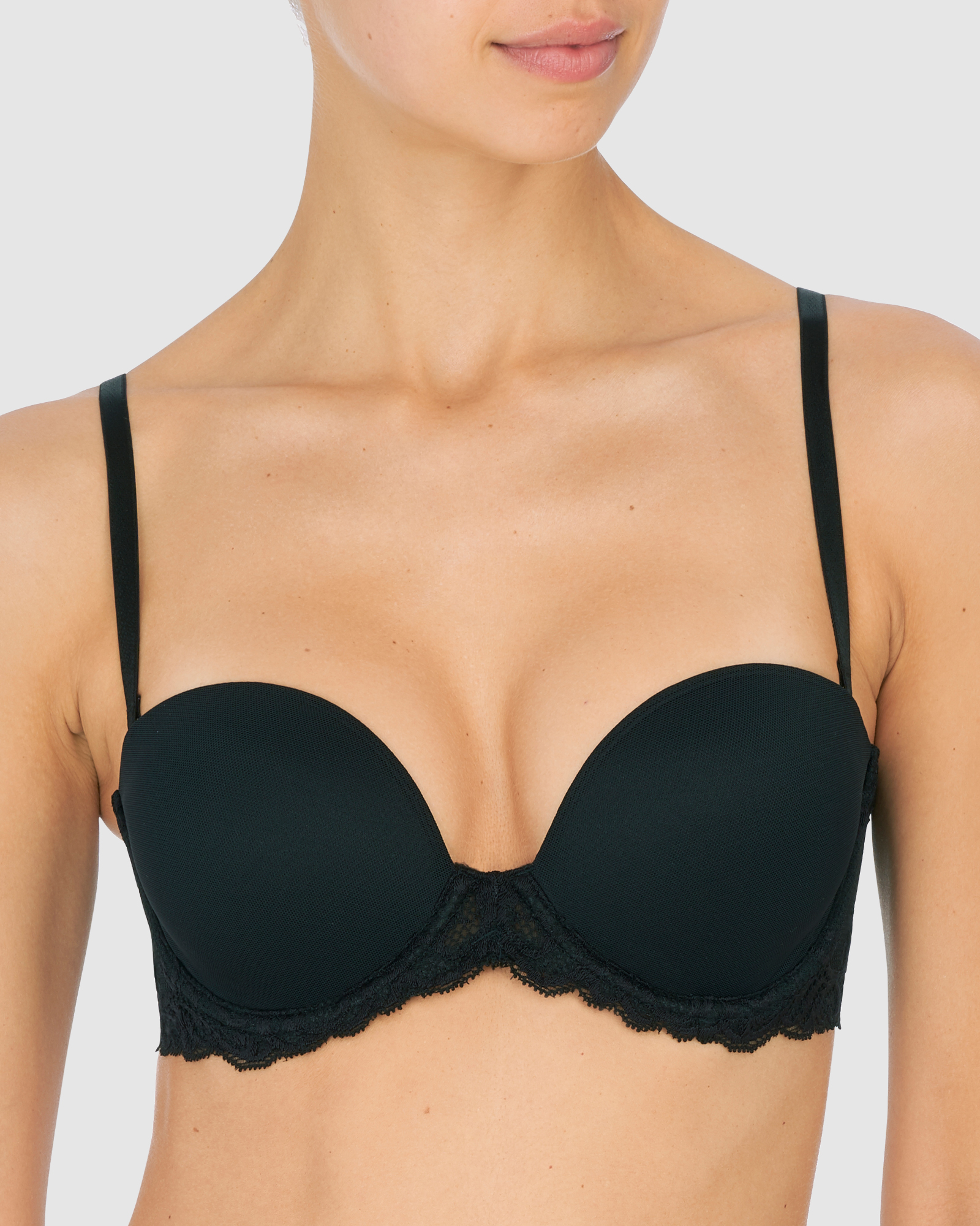 Feathers Convertible-to-Strapless Plunge Bra with Lace