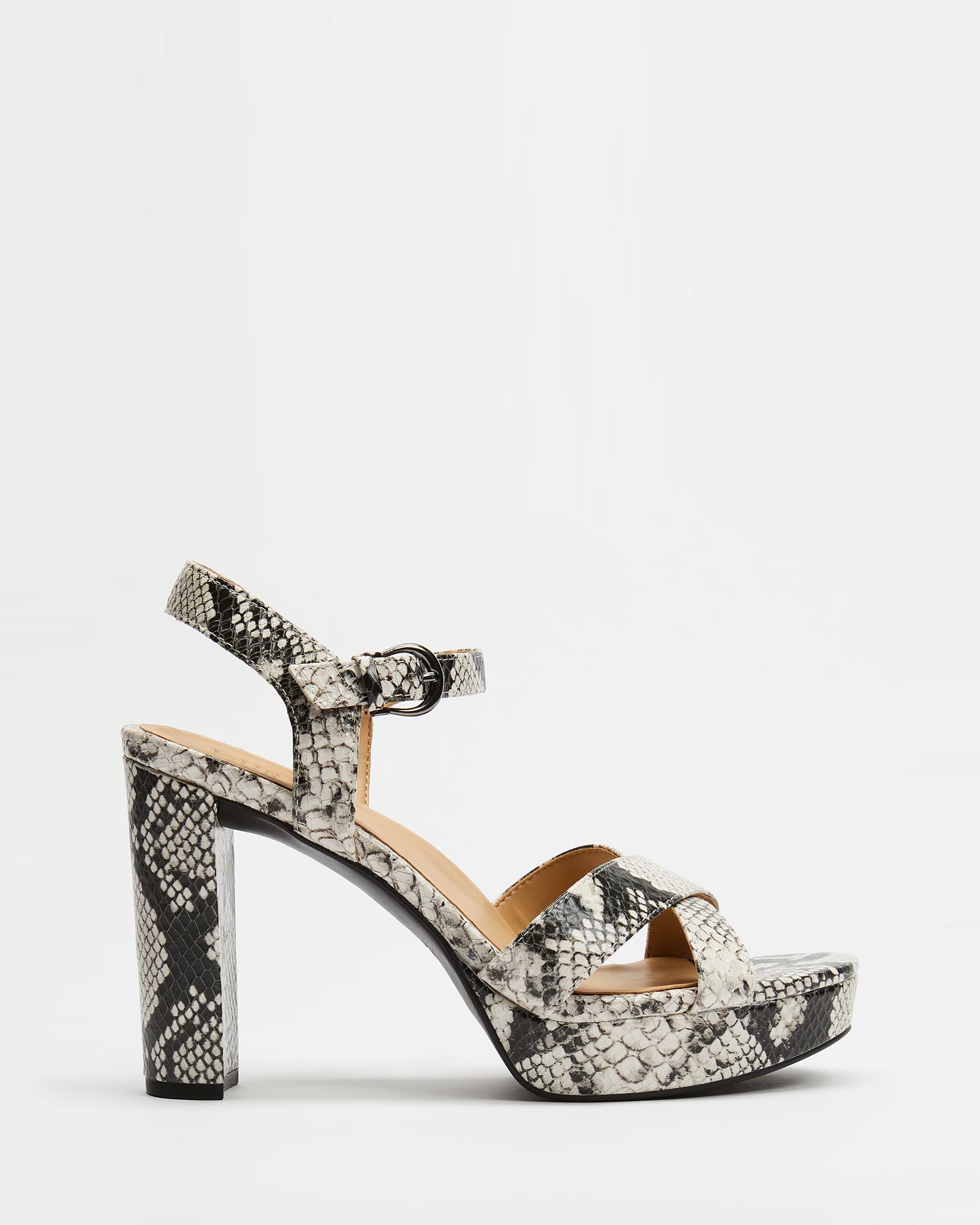 Mia Heeled Sandal - Black/White